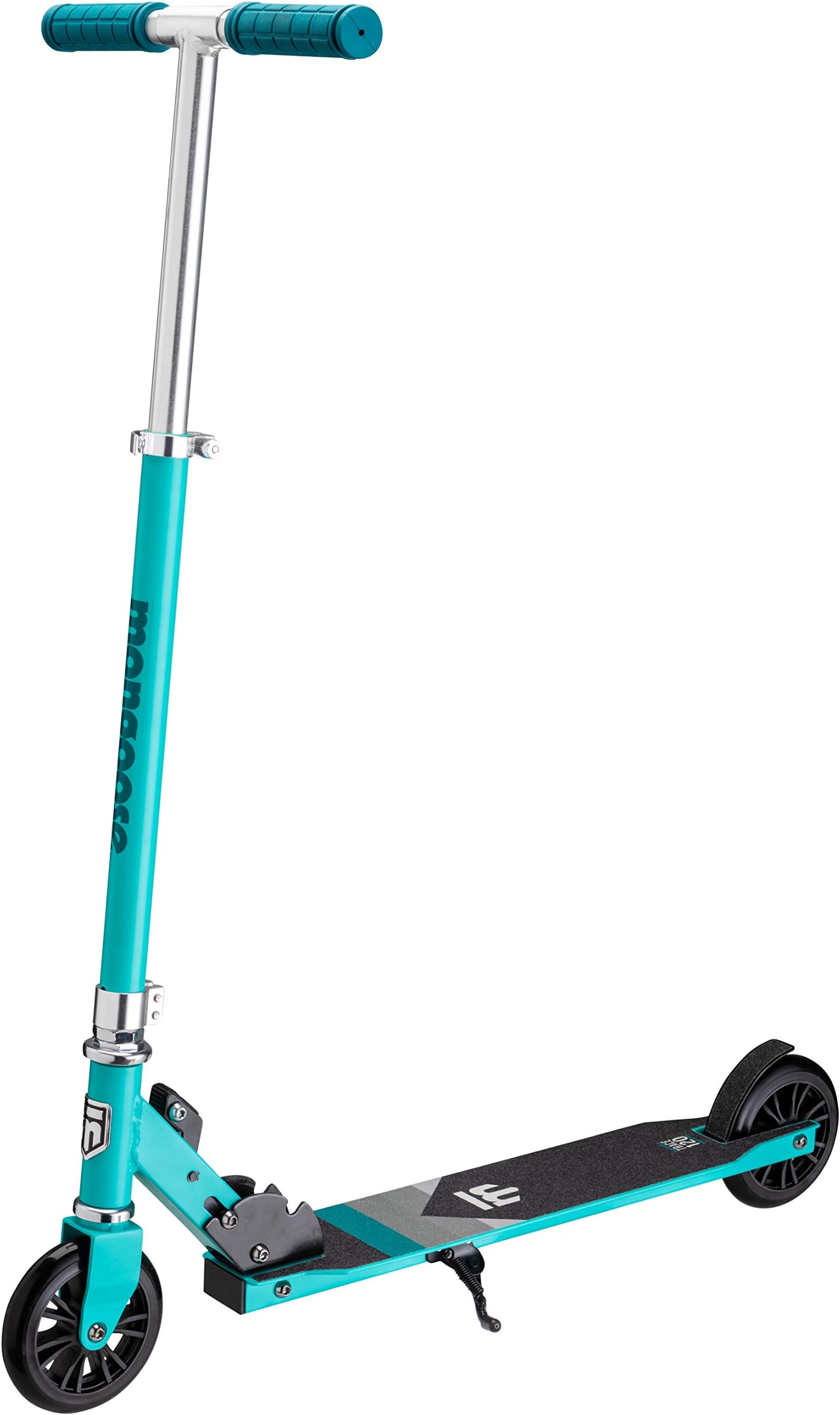 Mongoose Trace 120 Foldable Kick Scooter, Featuring Quick-Release Adjustable Height Handlebars with 120mm Wheels, Teal