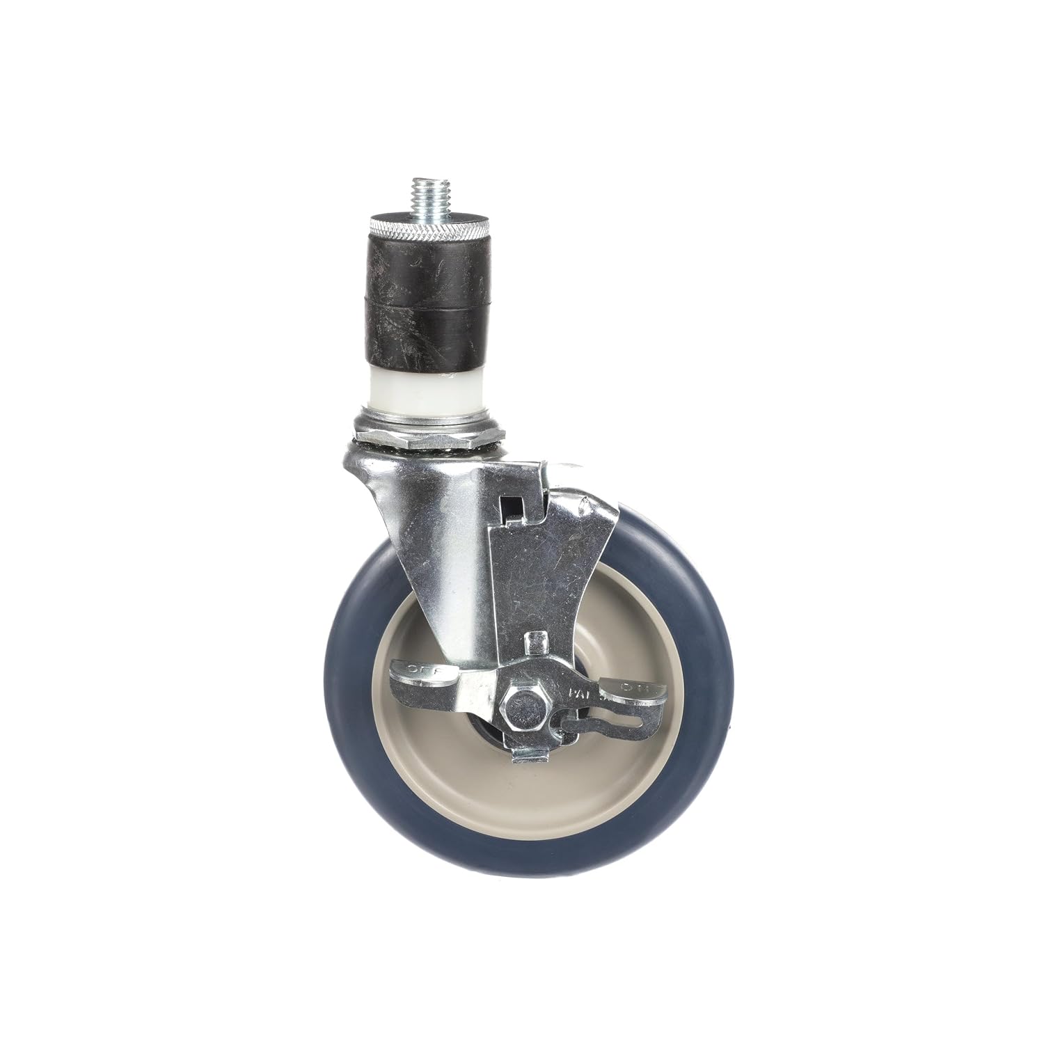 Standard Duty 1-5/8" Expanding Stem Caster with 5" Blue Polyurethane Wheel with Brake