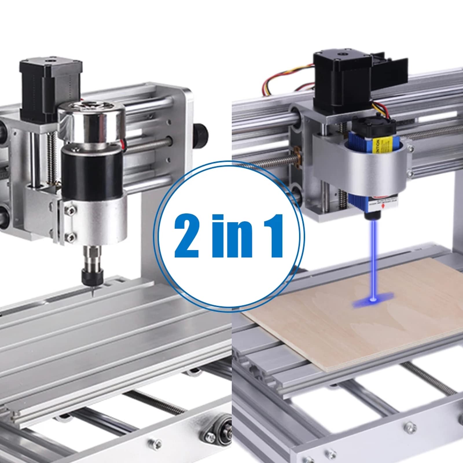 Grabador Láser CNC 3018 MAX, Fresadora De Grabado Carpintería 3 Ejes GRBL Control Plástico Acrílico PCB PVC Tallado En Madera Fresadora, Grabador Láser con Controlador Fuera De Línea,1.6W