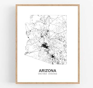 Eleville 11X14 Unframed Arizona United States Country View Abstract Road Modern Map Art Print Poster Wall Office Home Decor Minimalist Line Art Hometown Housewarming wgn162