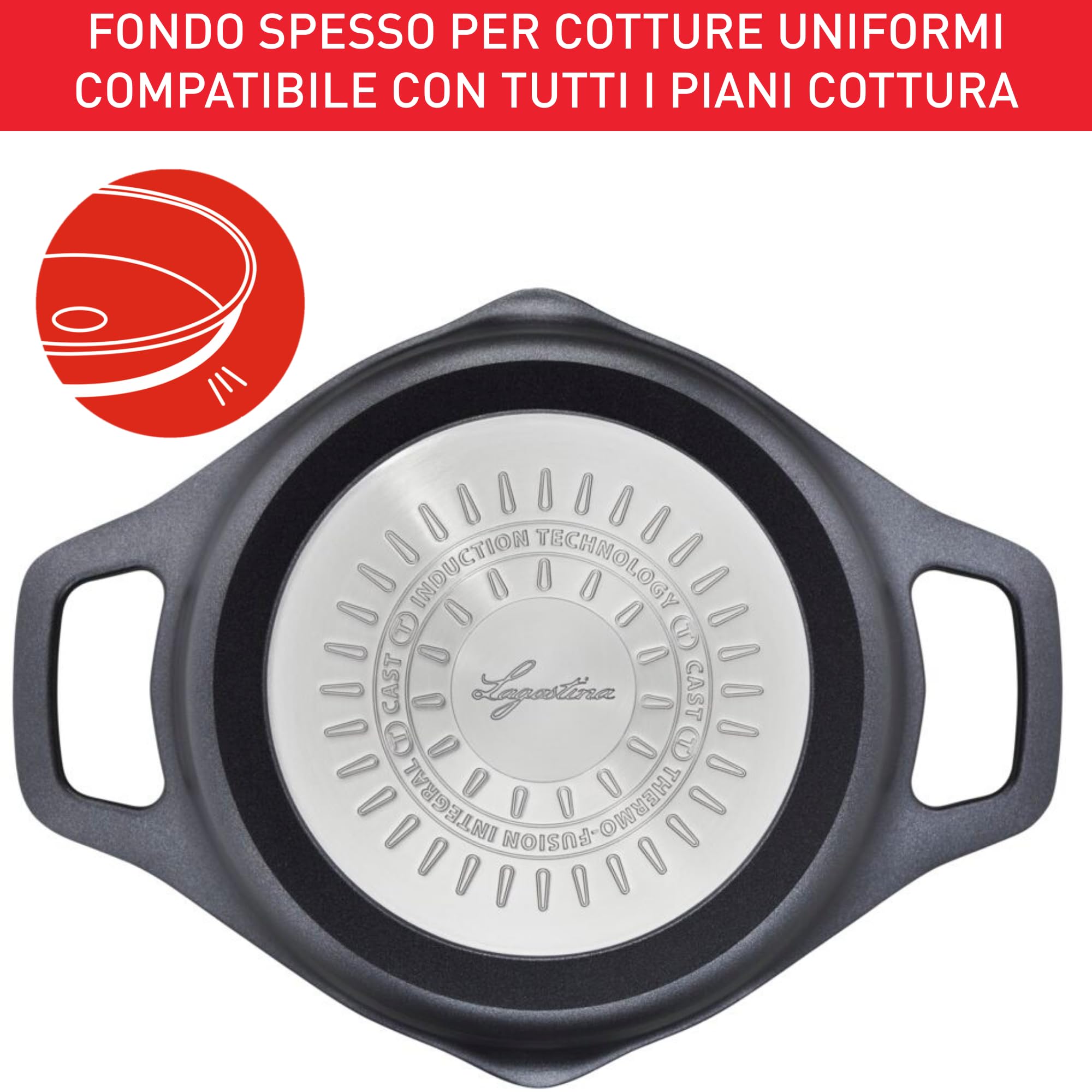 Lagostina Grill Antiadhésif En Aluminium 26 X 26 Cm, Induction, Gaz Et