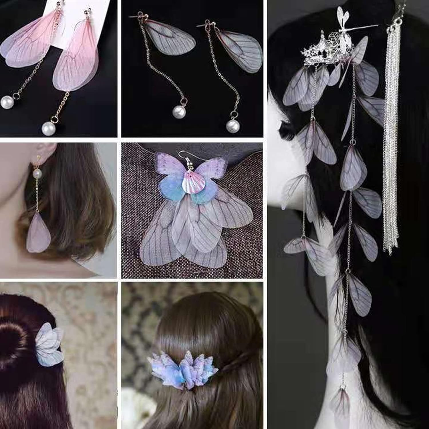 Create idea 100PCS Dragonfly Wing Charms Artificial Craft Butterfly Wings for Women Earring Pendant DIY Art Craft Pendant Jewelry Making 10 Color - Image 2