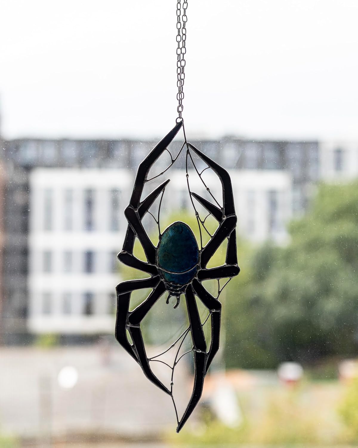 Halloween Decor, Gothic Stained Glass Suncatcher Spider, Perfect Horror Home Decor, Spooky Window Wall Hanging, Dark Academia