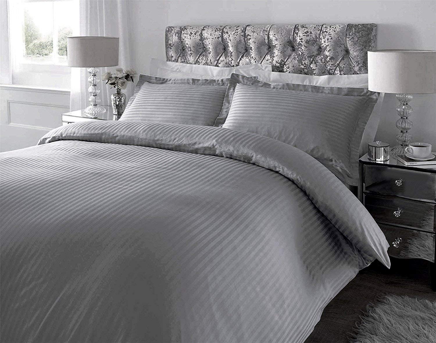 Laying Style™ Soft Glace Cotton King Size Duvet Cover II Razai Cover II Quilt Cover for Double Bed Size with Zipper (Dohars) 90x100 inch- Plain Grey-image-34