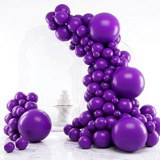 RUBFAC Purple Balloons Different Sizes Halloween Party Decorations 129pcs