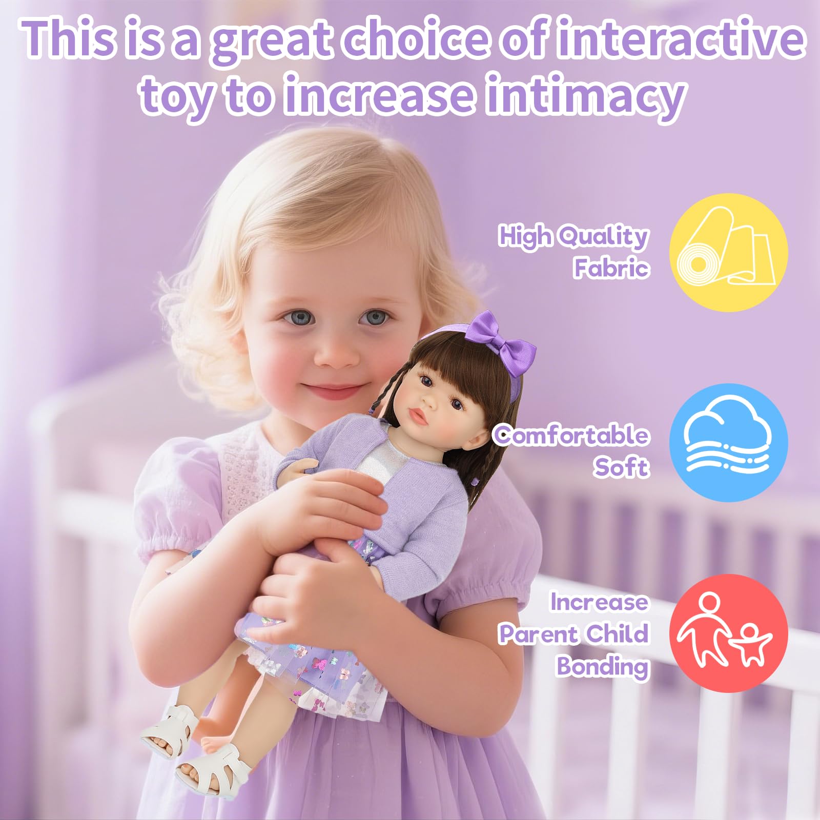 4 Pcs Sweet Baby Doll Clothes, 20-22inch Purple Baby Doll Clothes - Image 4