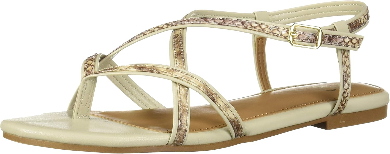 A2 by Aerosoles Women's Short Hand Flat Sandal, TAN Snake, 5 M US