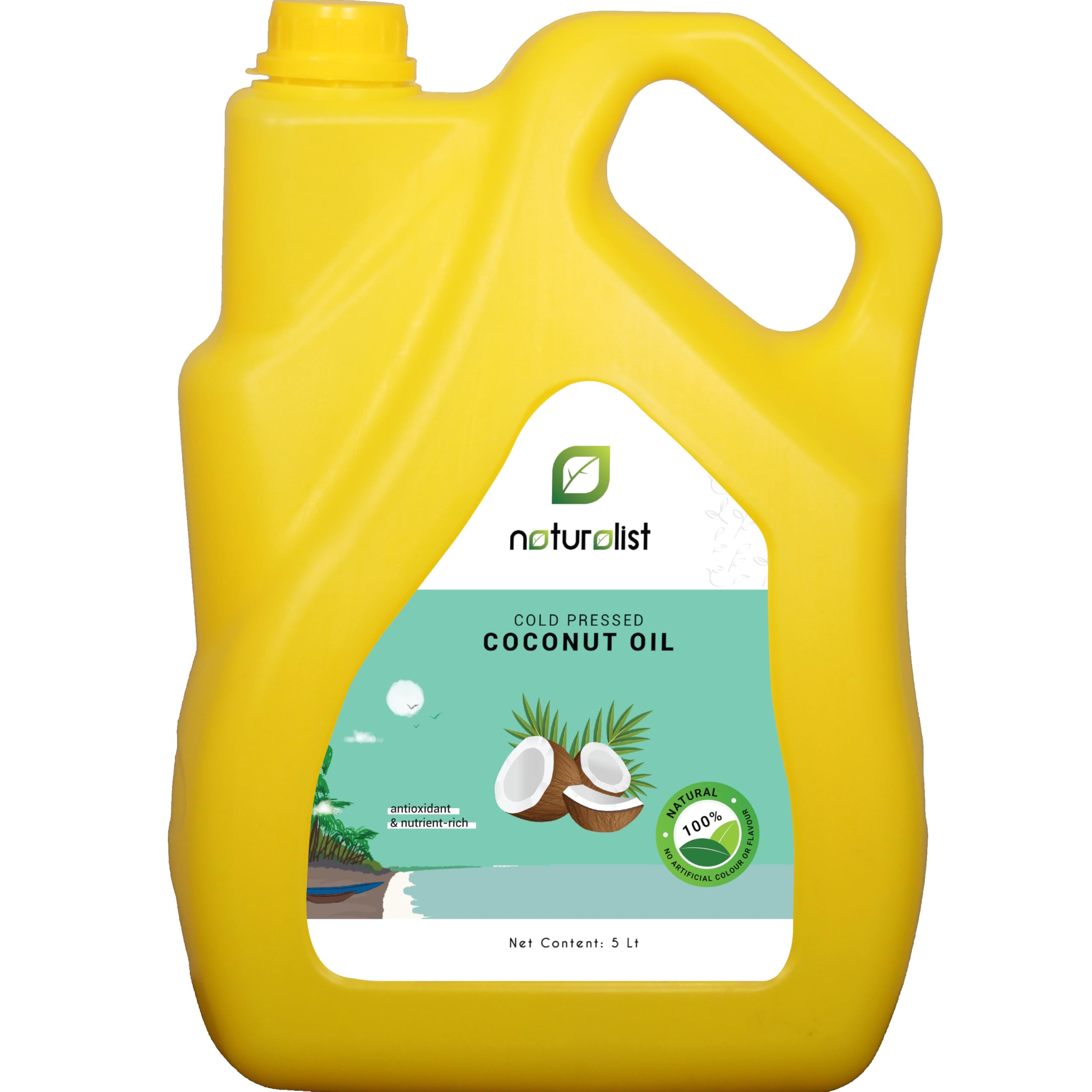 Naturalist 5L Cold Pressed Coconut Oil for Cooking (Chekku/Ghani/Virgin Oil) | Unrefined | 100% Natural | Chemical-Free | Edible/Massage/Hair Care Oil - 5 Litre (B0CVQZRSHV) Amazon Price History, Amazon Price Tracker