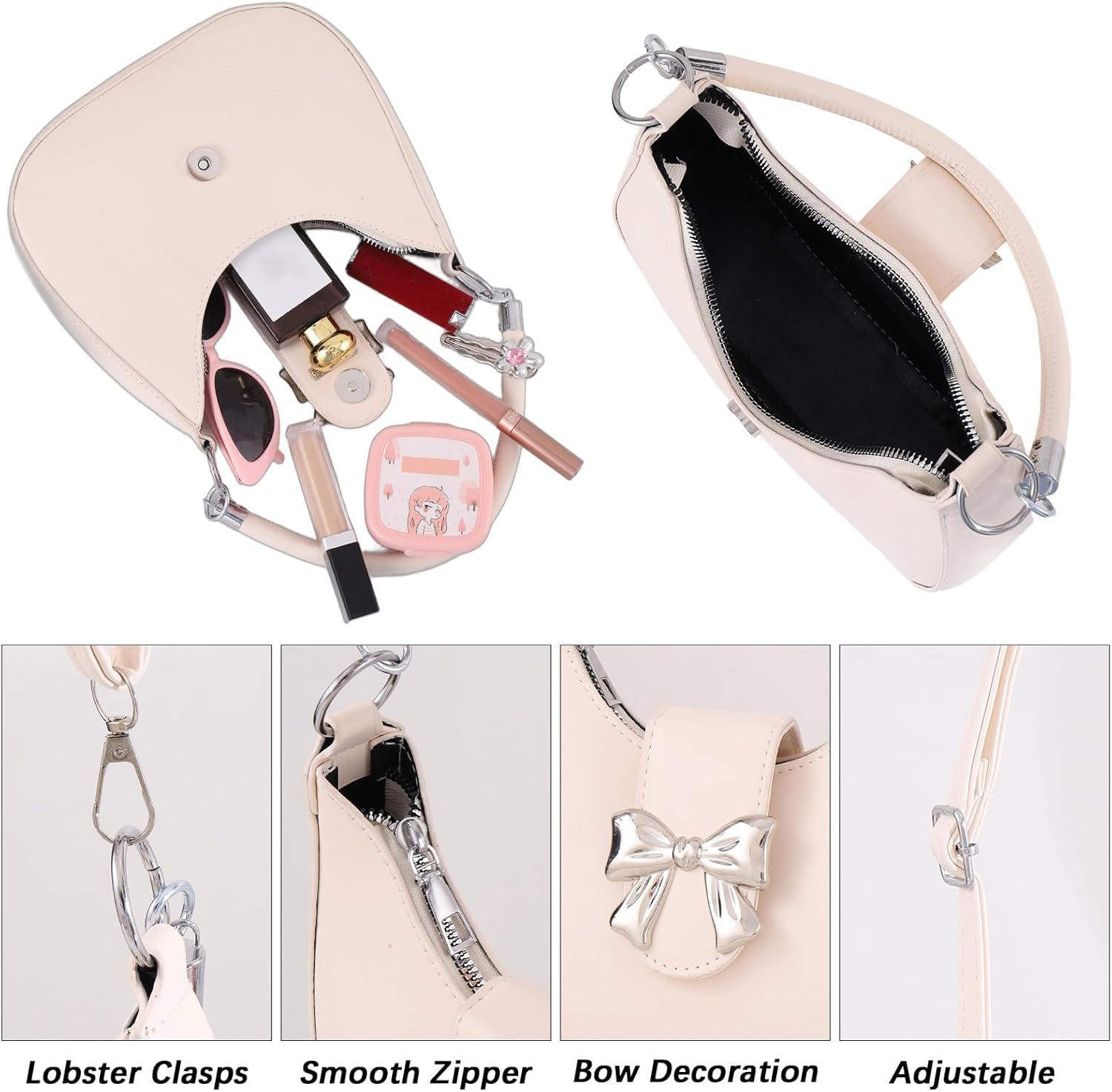 LYDZTION Shoudler Bag for Women,Tote Bag Purses for Women Crescent Adjustable Shoudler Strap Bag,Leather Crossbody Purse - Image 8