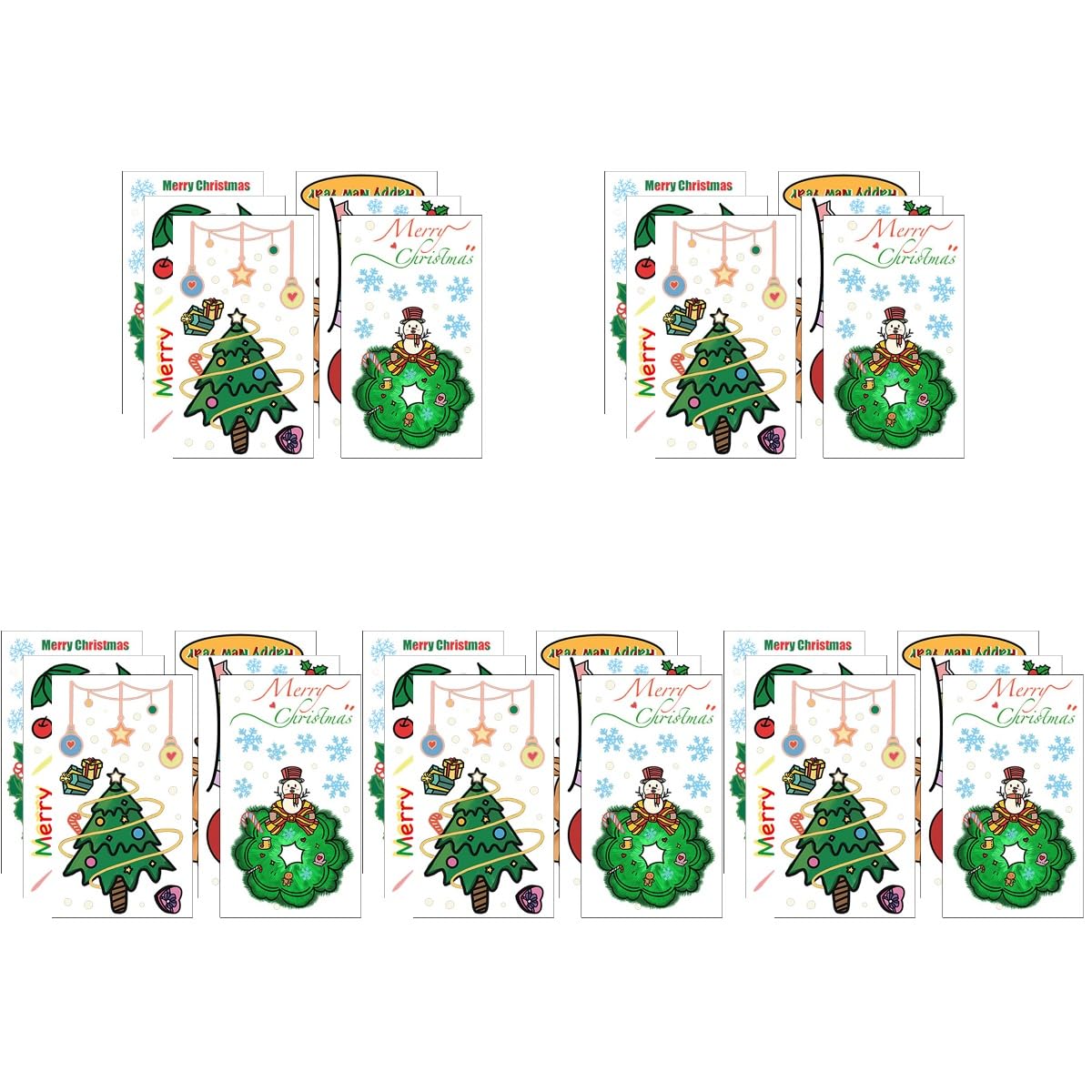 Angoily 30 Pièces Autocollants de Noël Amovibles Père Noël Flocon Cerf Sapin Décorations Murales et Vitres pour
