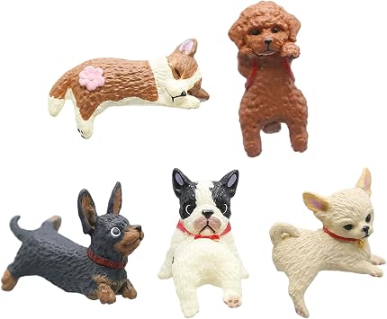 Computer Monitor Decor 5Pcs Cute & Fun Mini Dog Figurines Plastic Car Dashboard Accessories
