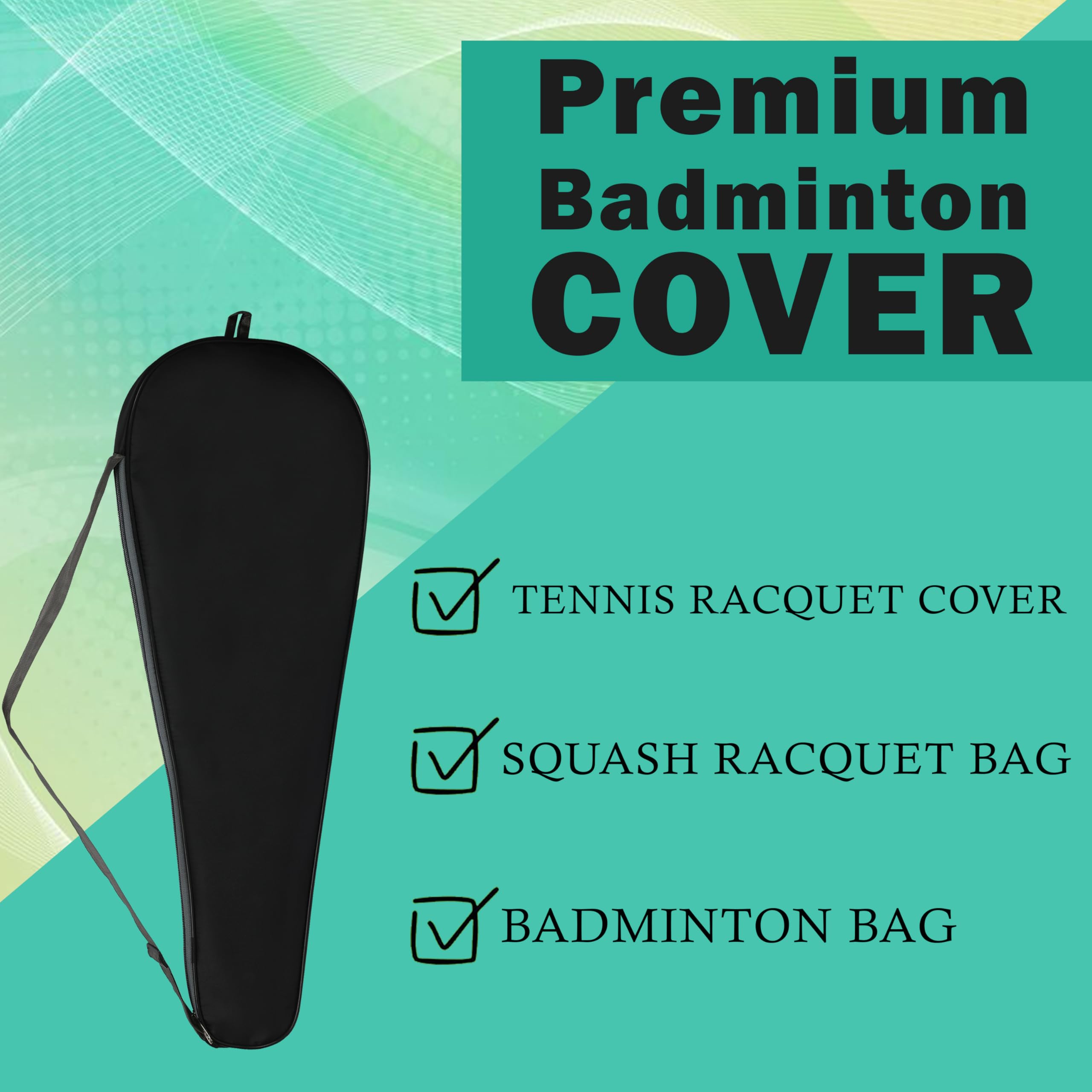 Panchtatava Badminton Racket Cover Bag,Racquet Carry Bag Waterproof Racquetball Holder Backpack Gym Equipment Bag with Adjustable Shoulder Strap 3