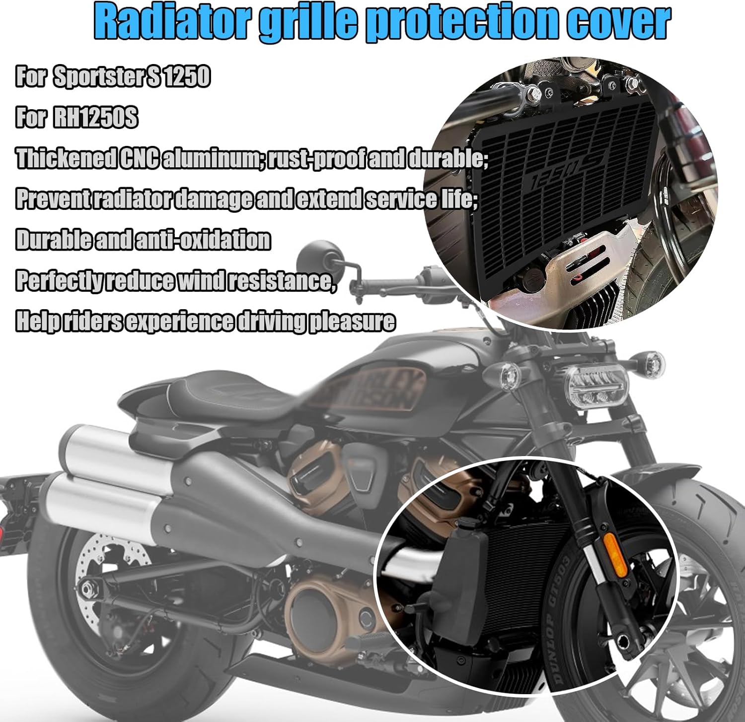 For SPORTSTER S RH 1250S 2025 Aluminum Alloy Modified Radiator Grille Guard Protector Sportster S 1250 RH1250S 2018-2025 Motorcycle Parts (B)