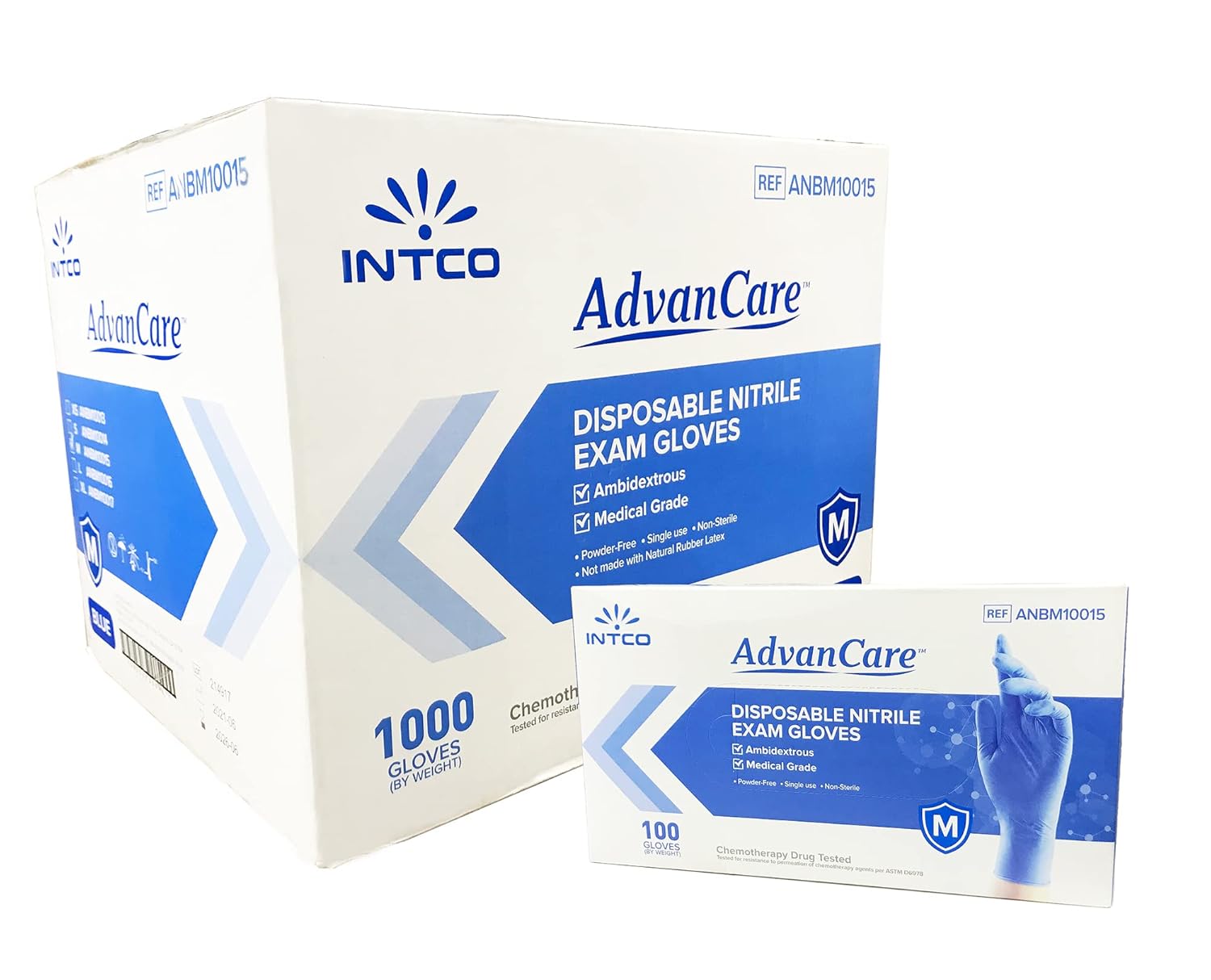 AdvanCare Disposable Nitrile Exam Gloves ANBM10015, Powder Free & Latex Free, Medical Grade (Blue, Medium (10 Pack))