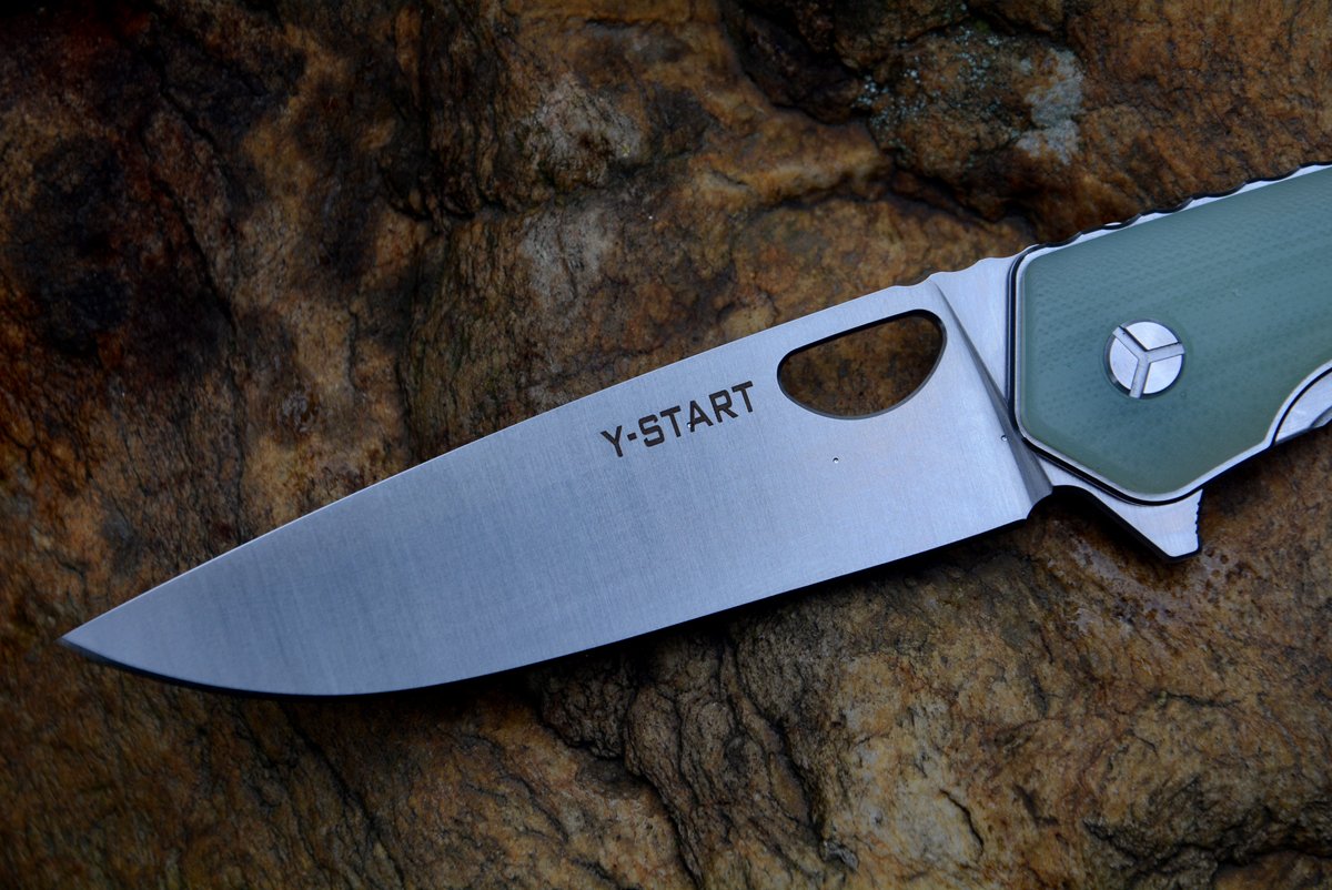 YSTART LK5016 Folding Knife 440C Stainless Steel Blade;Jade G10 Handle
