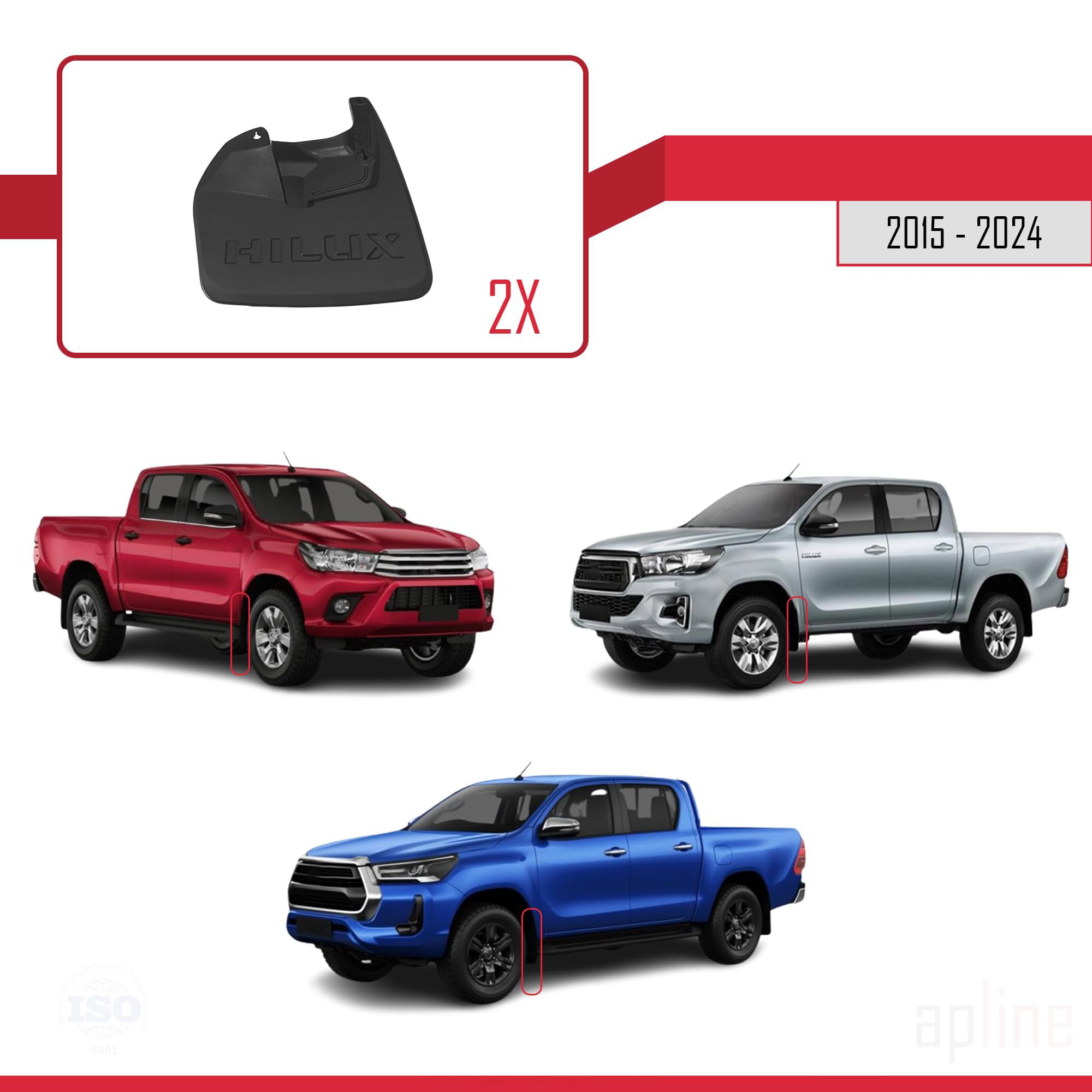 4 Pezzi Auto Parafanghi per Toyota Hilux 2015 2016 2017 2018 2019-2024,Parafanghi Anteriore e Posteriore Paraspruzzi Esterno Proteggere Decorazione Antispruzzo Accessori