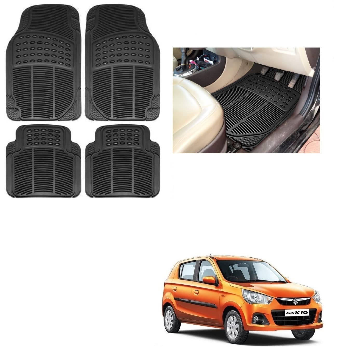 Auto Addict Rubber Mats Car Foot Mats (Black,Set of 4Pcs) Universal for All Cars-image-26