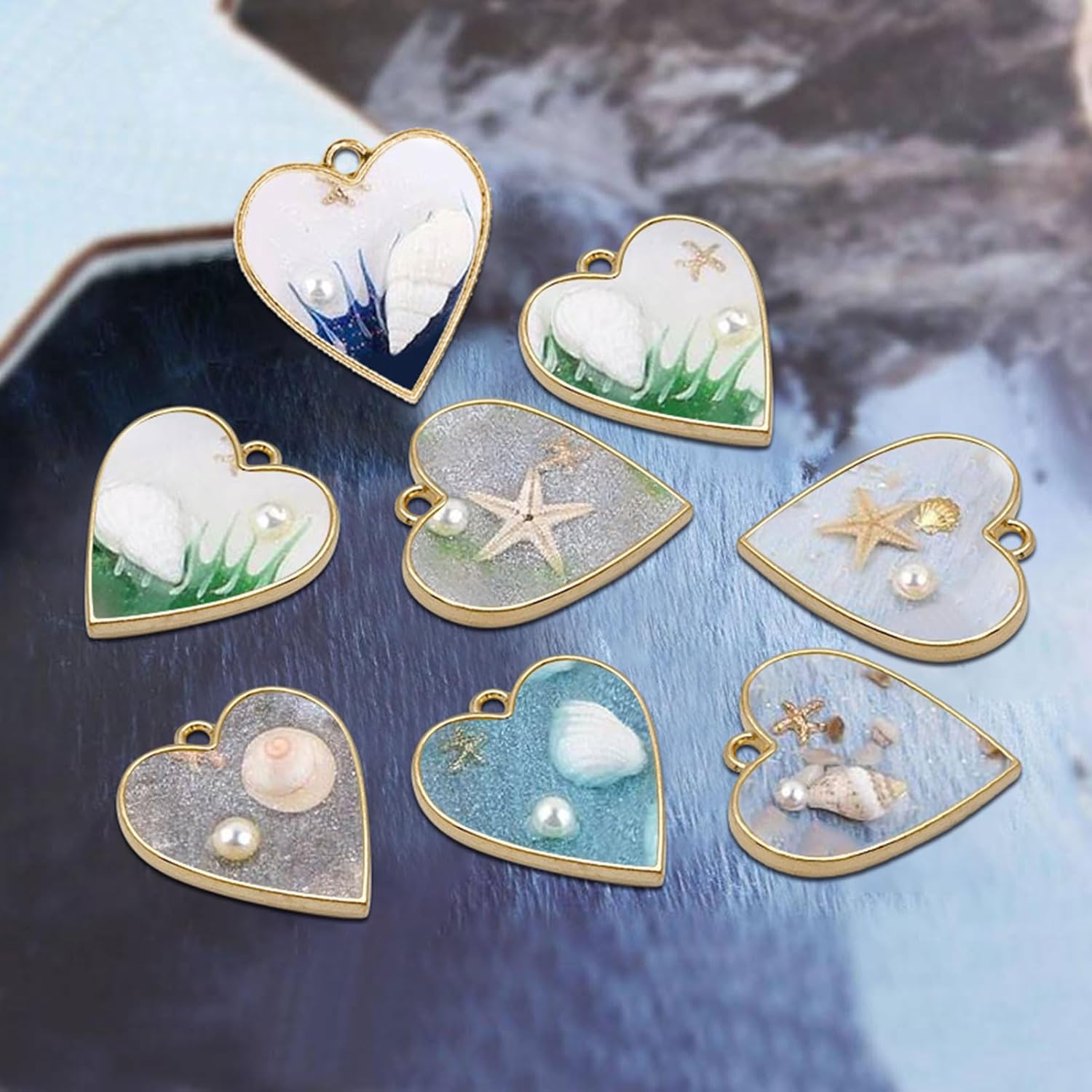 Oubaka 50pcs Open Bezel Pendants Heart Open Back Frame Pendant Hollow Frame Pendants Resin Craft Bezels for Earrings, Necklace, Bracelet, Pressed Flower, DIY Crafts(K Gold) - Image 4