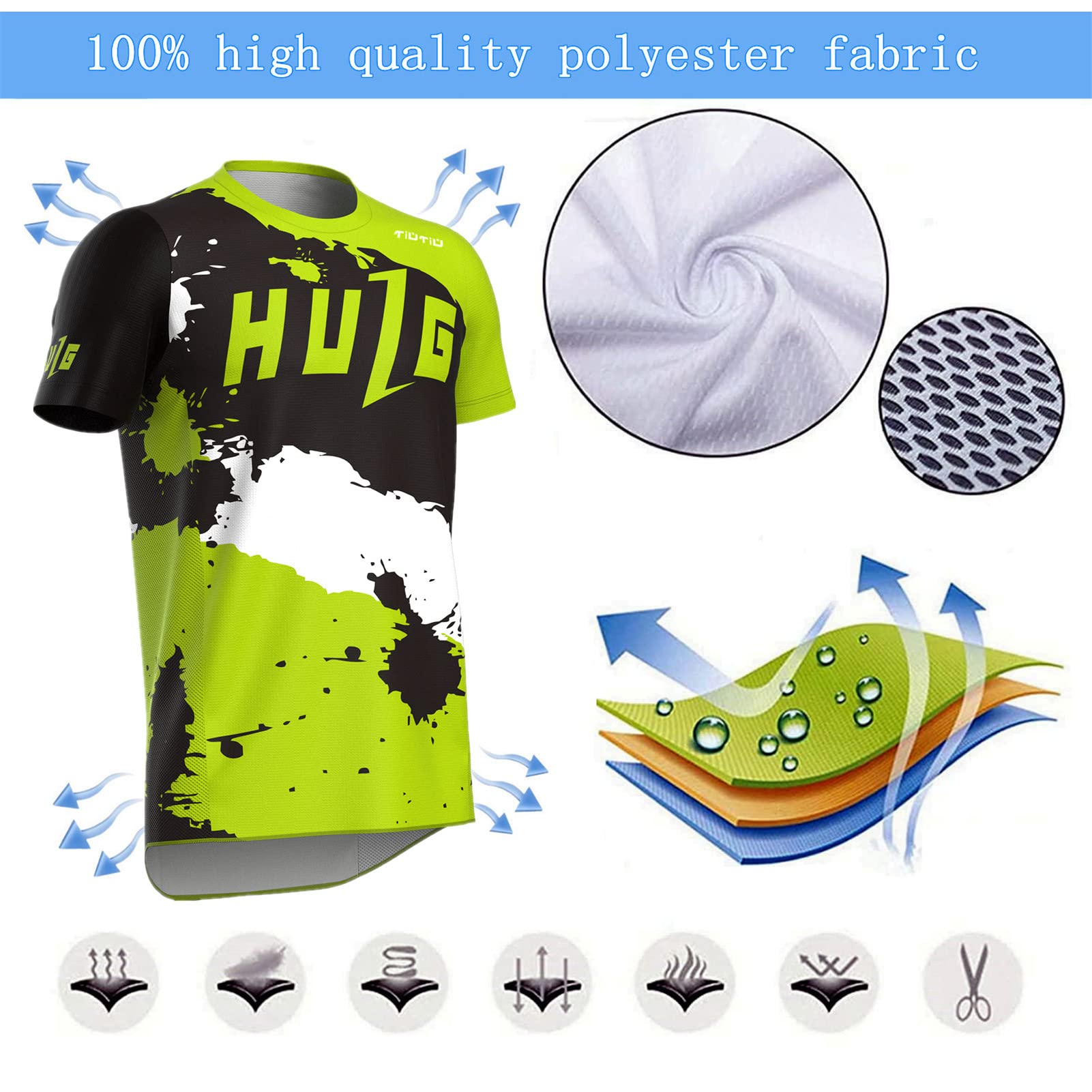 Mountainbike-Shirt,Fahrradtrikot Herren,rennrad Trikot Herren,Fahrradtrikot Herren Kurzarm,MTB Trikot,Atmungsaktives Material,Schnell Trocknend,antibakteriell