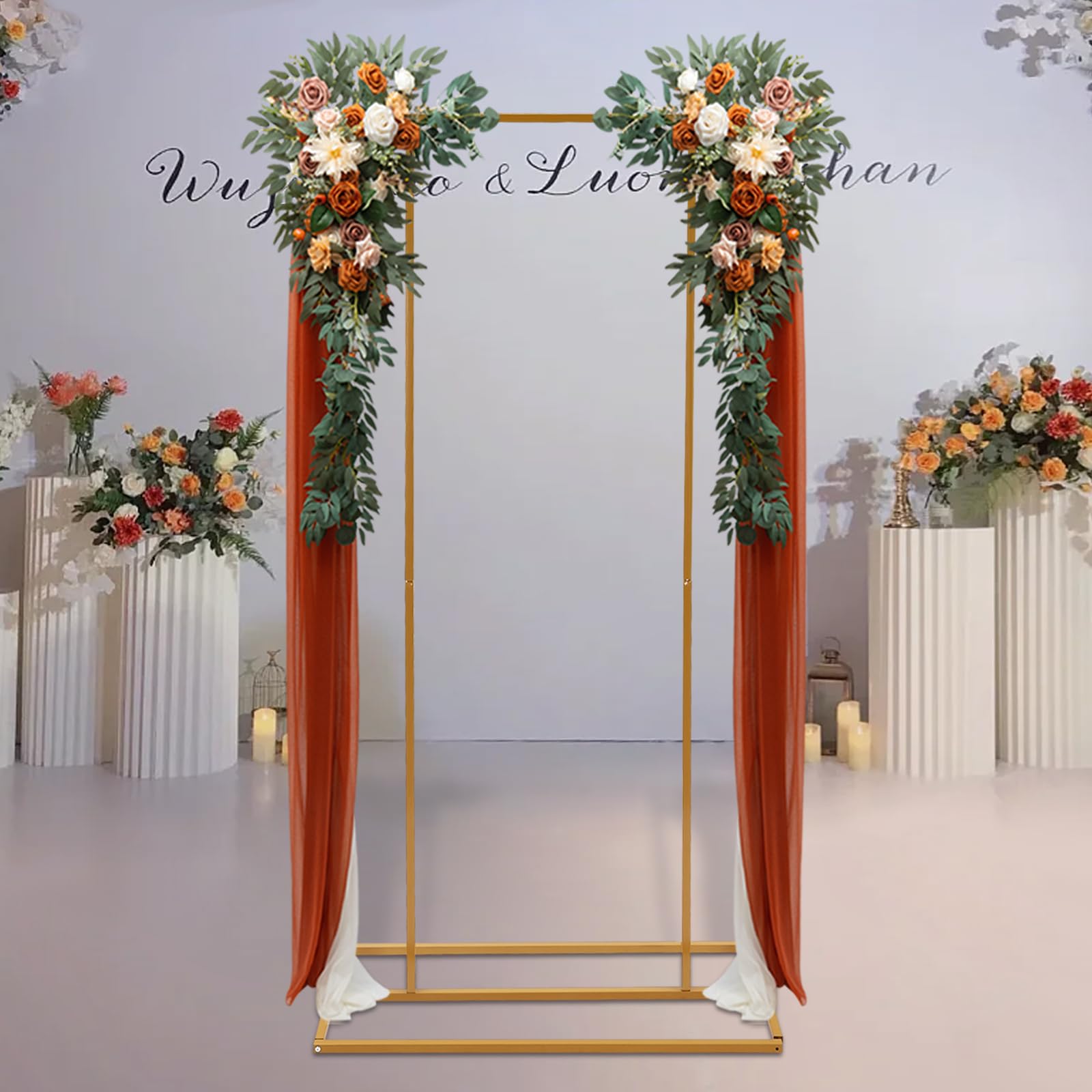 Supporto per arco di matrimonio, in metallo, per decorazione di matrimonio, matrimonio, fidanzamento, decorazione per feste, metallo, 2 x 1 m (fiori non inclusi) (oro)