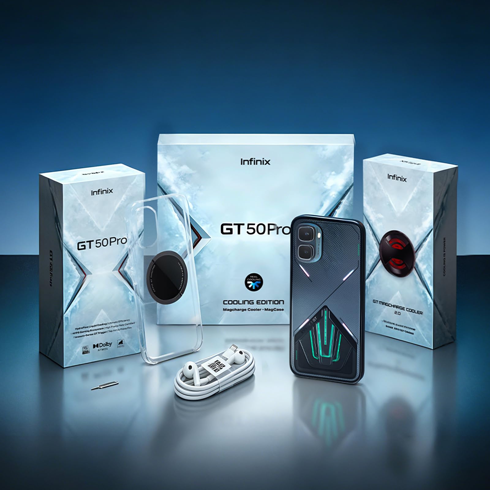 Infinix GT 50 Pro Telefono Gaming 5G - MediaTek Dimension 8400 144 FPS 12+512 GB Batteria 6150 mAh Raffreddamento HydroFlow GT Trigger Dolby Atmos Chip N1 - Smartphone Gamer ad alte prestazioni
