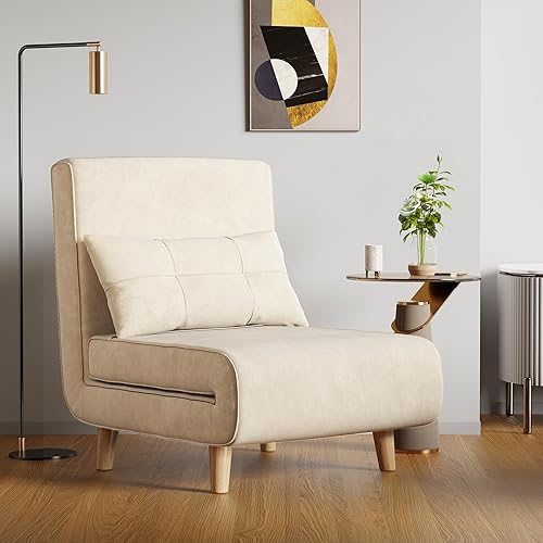 Miniatura 9 de Aiho Sofá Cama Futón, Silla Cama Convertible 3 en 1, Silla Futón con Respaldo Ajustable de 6 Niveles y Almohada para Cuarto de Huéspedes,