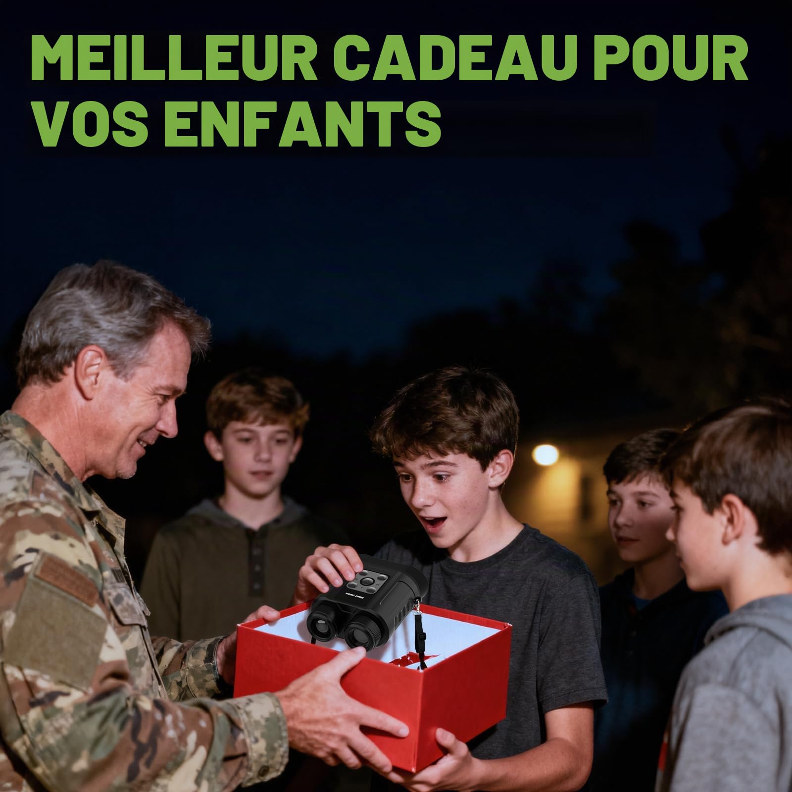 Jumelle Vision Nocturne 4K 48MP, Portée de Vision 300m, IR Réglable à 7 Niveaux, Zoom Numérique 8X, Écran HD 2,4’’ pour Chasse, Camping et Observation de la Faune