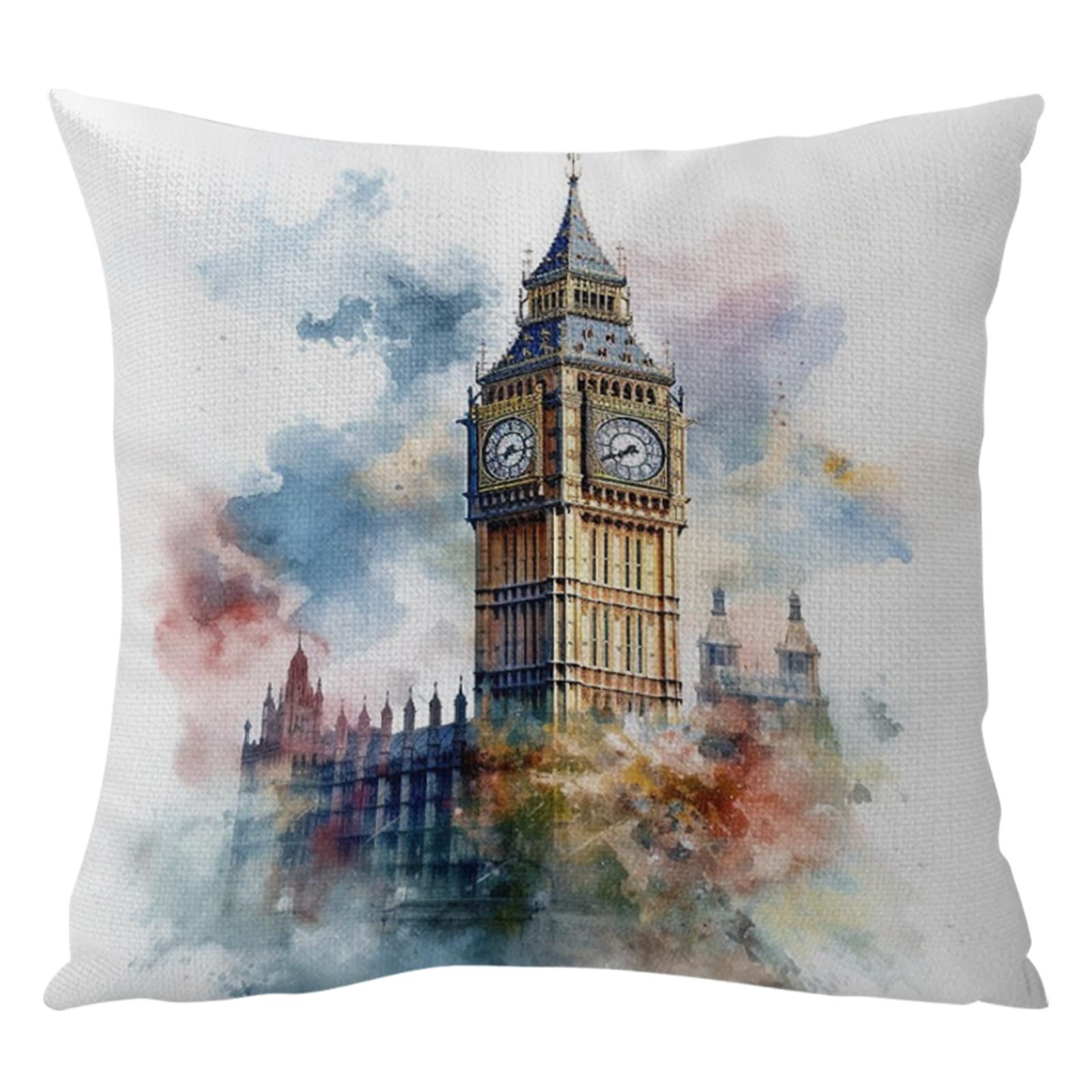 Poetrydraw White Big Ben 11Ct 3-Strand Diy Cross Stitch Pillow Kit 45X45cm Cushion Cover For Beginners & Adults (Landscape B)