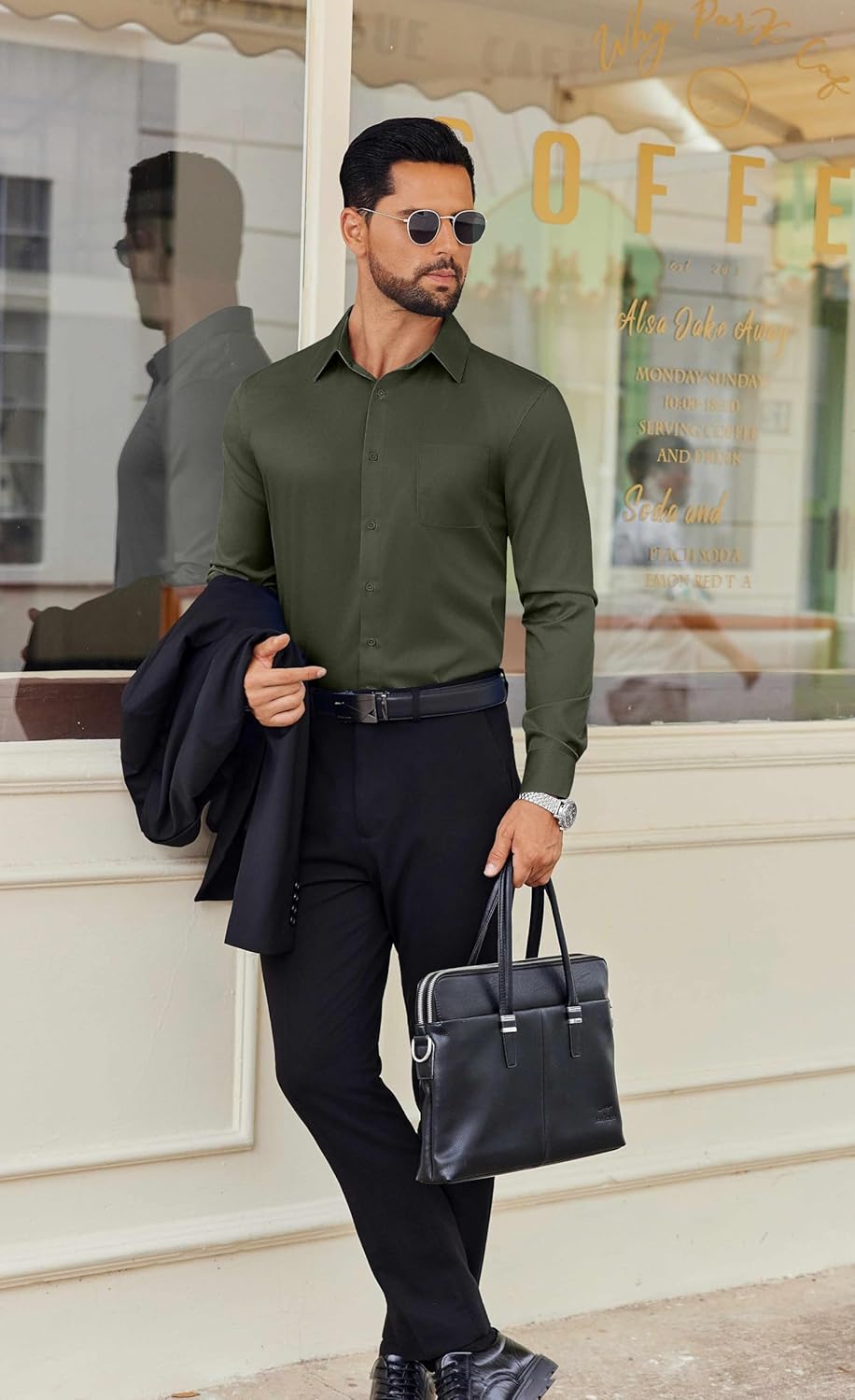 COOFANDY Men's Dress Shirt Solid Long Sleeve Wrinkle Free Formal Shirt Business Button Down Shirts with Pocket - Image 4