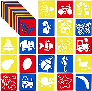 Juvale 54 Pack Drawing Stencils - 5.6 x 6 in Multicolor Plastic Shapes - Hollow Animal & Vehicle Templates - for Fabric Painting & Tee Shirt Designs - Kids Craft Stencil Set