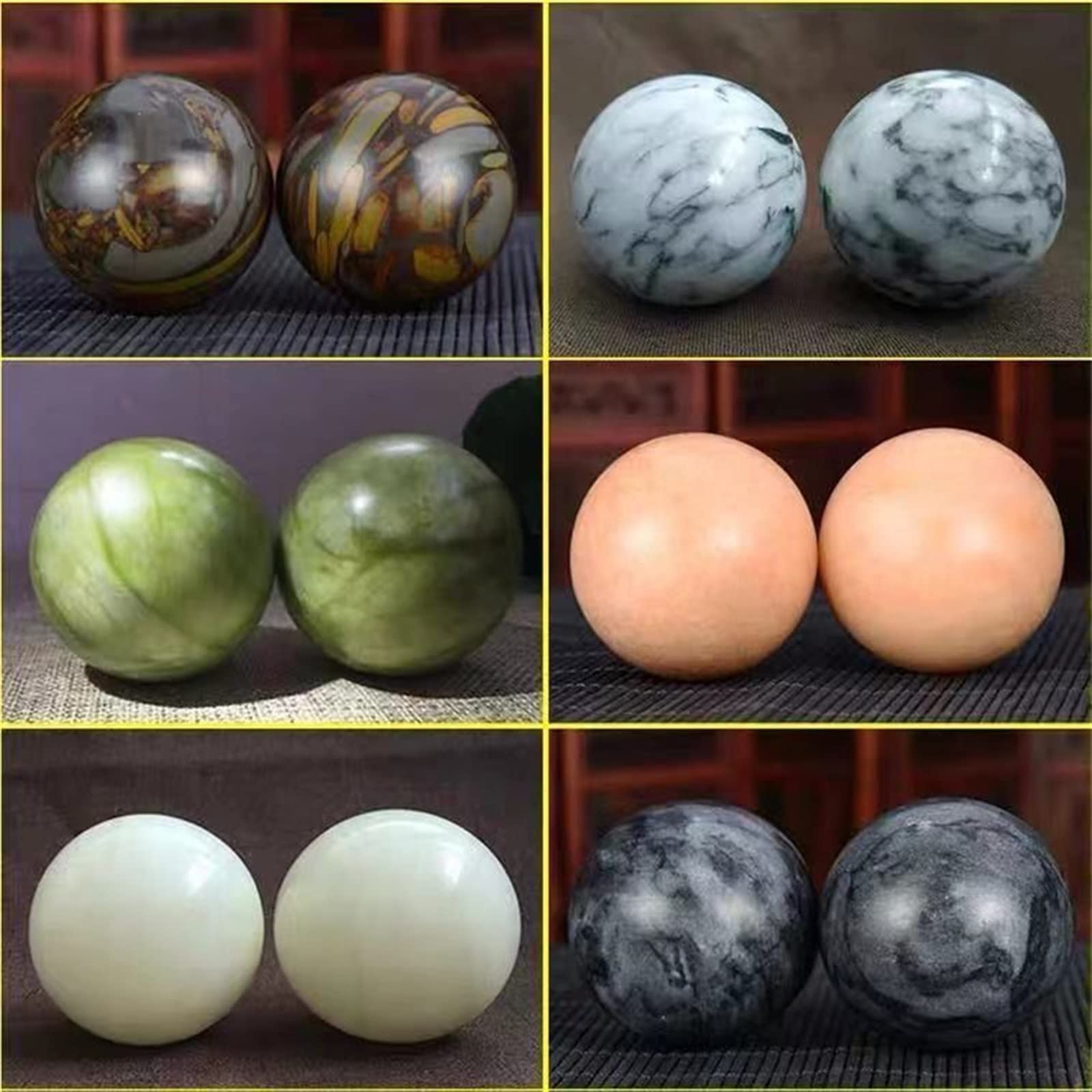 Cristal natural en bruto 1 par 50 mm Natural Jade Baoding Ball Fitness Handball Cuarzo Esfera Relajación Mano Muñeca Ejercicio Masaje Terapia Piedra Inicio Colecciones ( Color : Ice Afghani Jade )