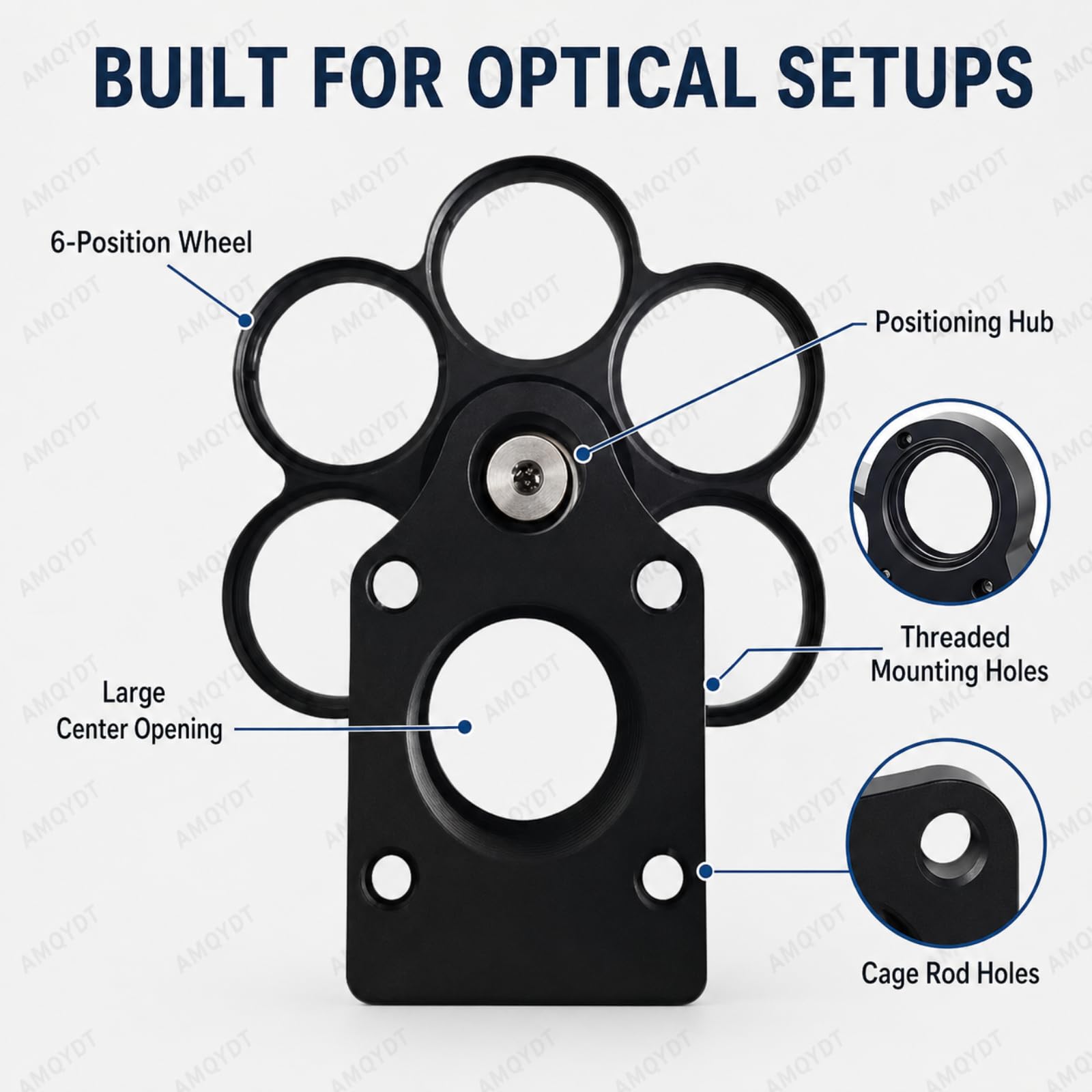 Rueda De Filtros De 6 Posiciones, Soporte para Rueda De Filtros Tipo Jaula, Montura Coaxial De 30 Mm con Opciones De Tamaño Dual De 12,7 Mm/25,4 Mm para Experimentos 25.4mm
