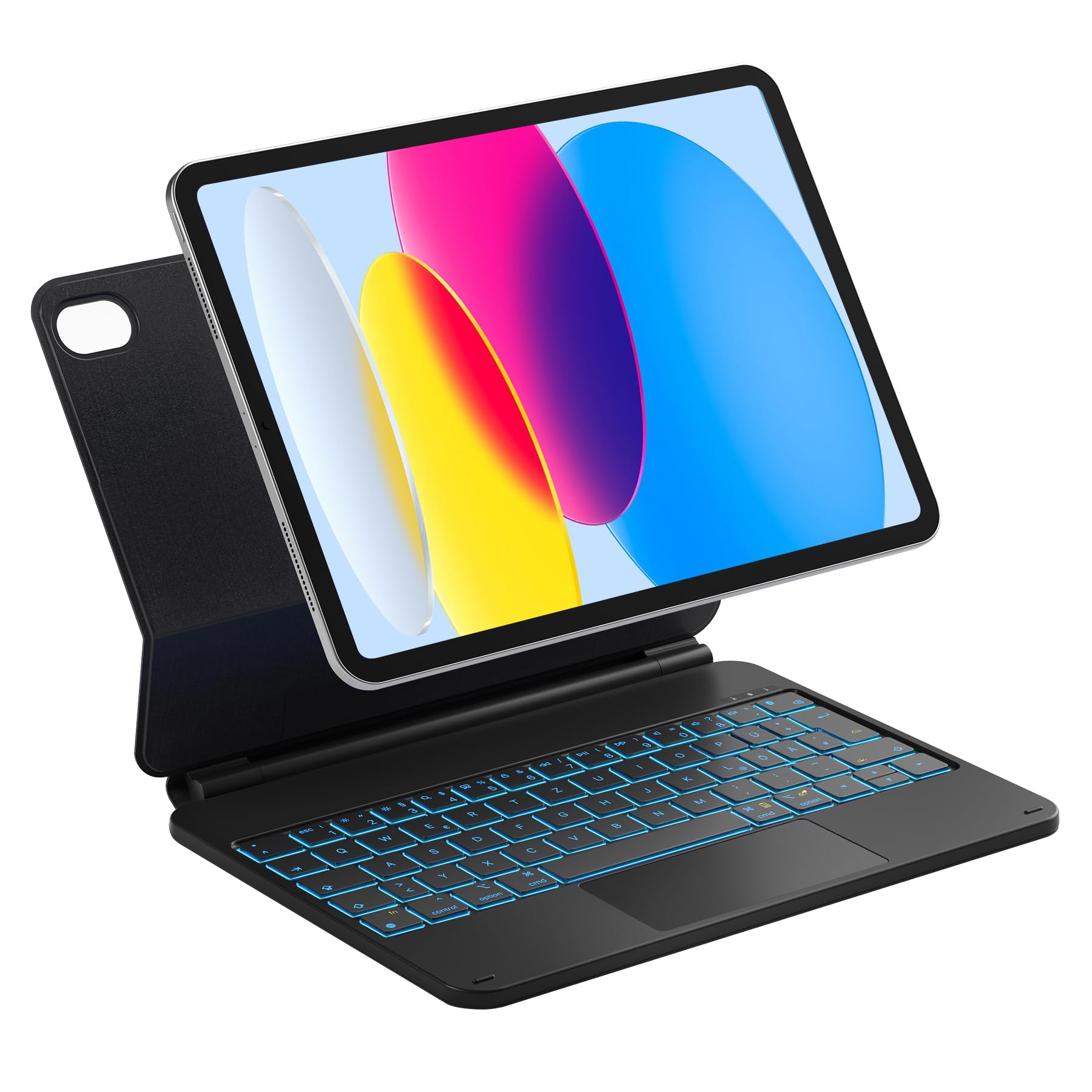 Inateck NeoMagic Magnetische Tastatur Hülle für iPad 10 Generation 10,9 Zoll,11 Generation 2025 A16 11 Zoll,Tastatur mit Touchpad, Freitragender Ständer, 7-Farbige Hintergrundbeleuchtung,KB09119