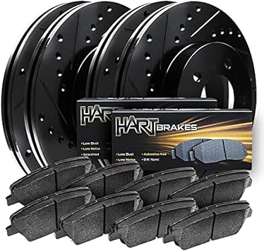 Hart Brakes Front Rear Brakes and Rotors Kit |Front Rear Brake Pads| Brake Rotors and Pads| Ceramic Brake Pads and Rotors |2011-2020 Dodge Durango, 2011-2020 Jeep Grand Cherokee