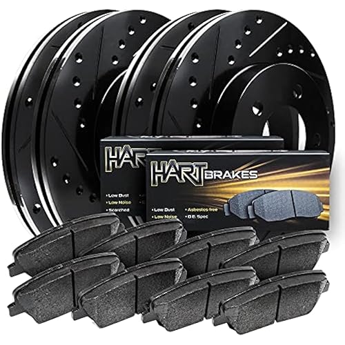 Hart Brakes Front Rear Brakes and Rotors Kit |Front Rear Brake Pads| Brake Rotors and Pads| Ceramic Brake Pads and Rotors| 2014-2020 Escalade,Silverado,Suburban,Tahoe;Sierra,Yukon(Exc Heavy Duty)