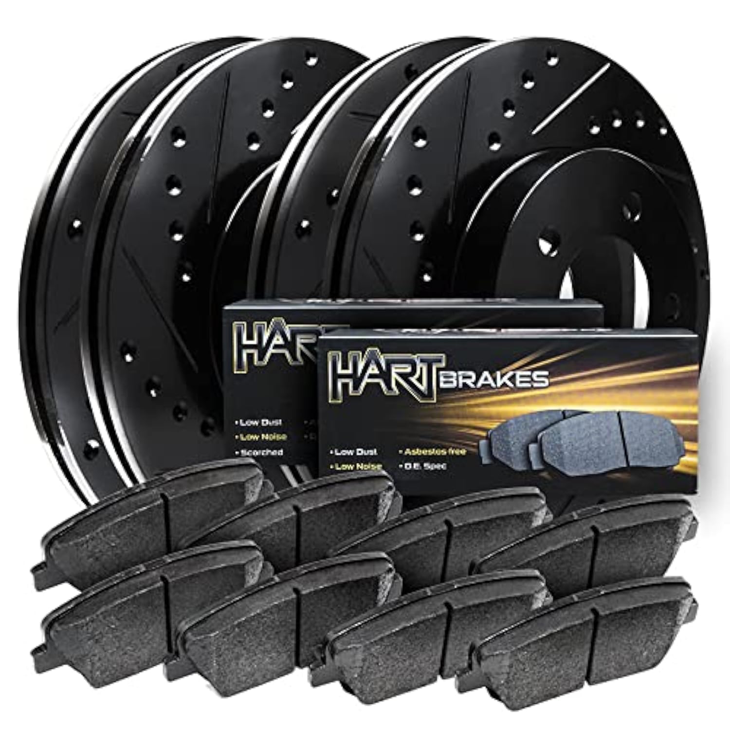 Hart Brakes Front Rear Brakes and Rotors Kit |Front Rear Brake Pads| Brake Rotors and Pads| Ceramic Brake Pads and Rotors| 2014-2020 Escalade,Silverado,Suburban,Tahoe;Sierra,Yukon(Exc Heavy Duty)