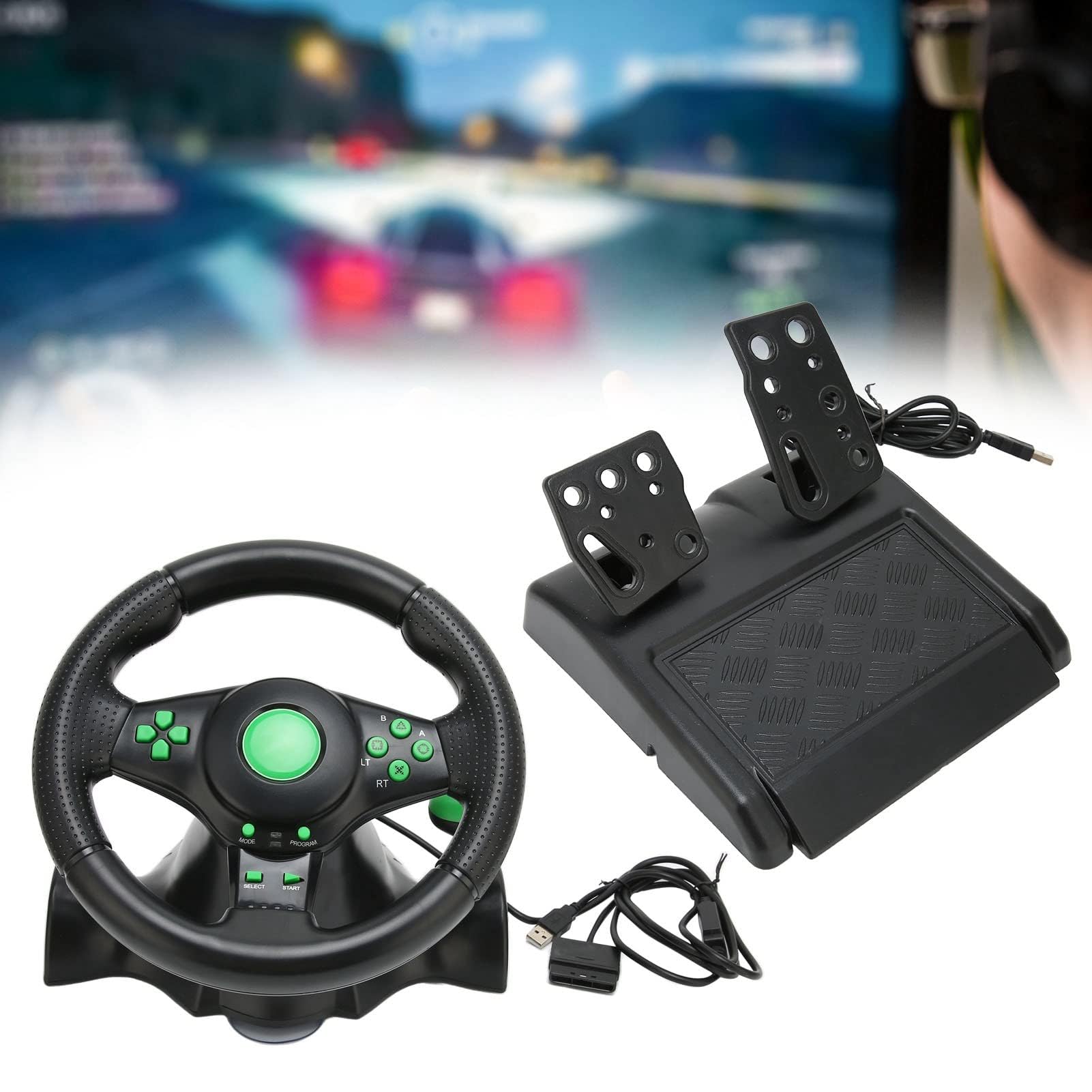 Dpofirs Volante da Gioco per PC Volante da Corsa per Volante da Corsa Ad Alta Simulazione di Gioco con Pedale per Guida Simulata