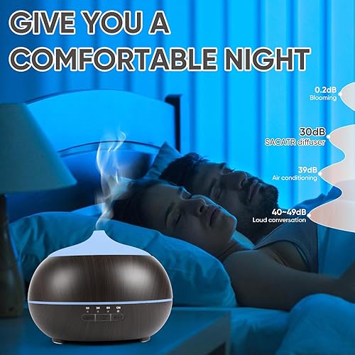 Miniatura 3 de HAPPTWS Difusor de aceite esencial de 16.9 fl oz, difusor ultrasónico de aromaterapia sin BPA, con 7 luces de color, apagado automático sin agua