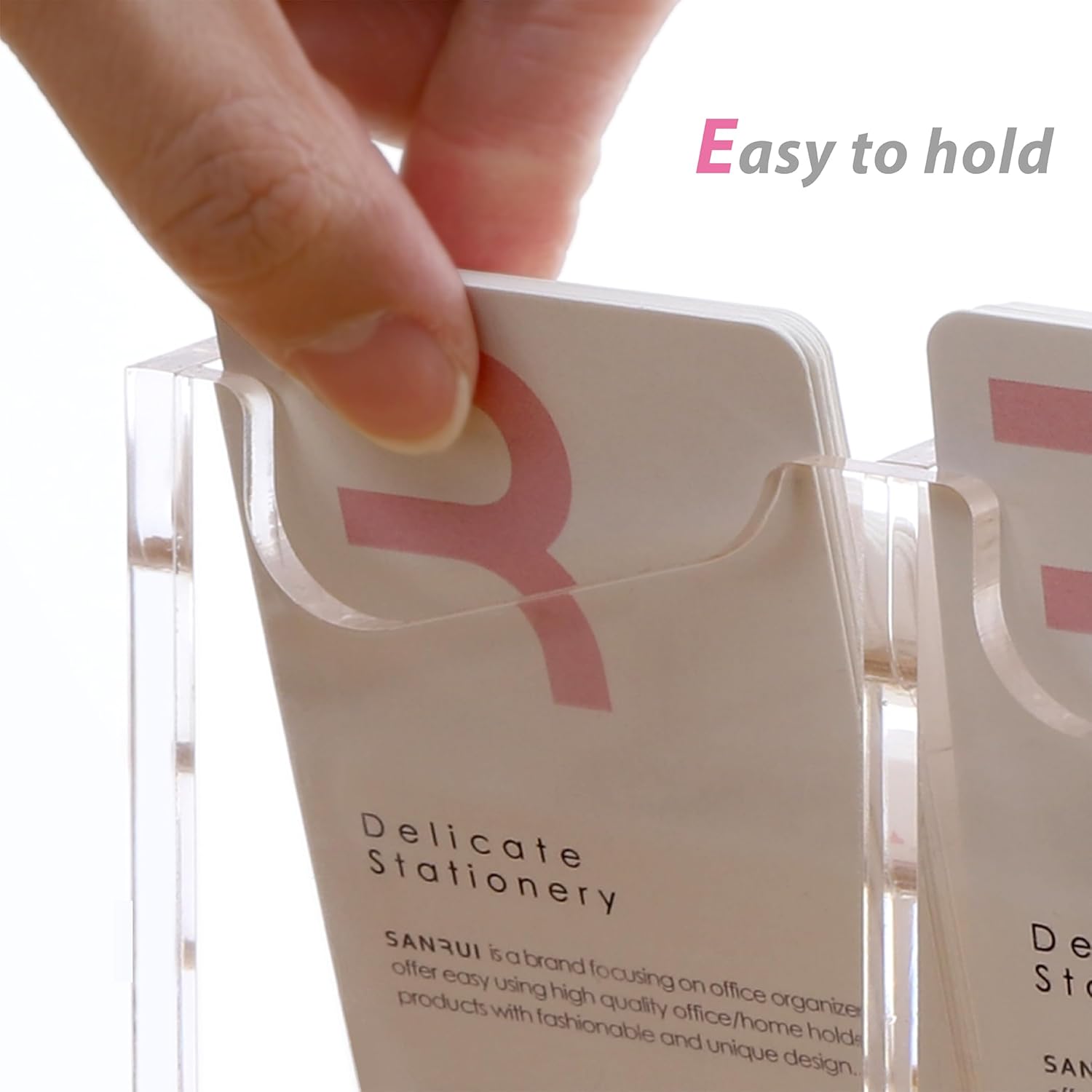 SANRUI Vertical Business Card Holder for Desk,16 Slots 4 Tier Clear Acrylic Business Card Display Stand,Multiple Business Card Desktop Organizer holders for Women and Men,Holds 960 Cards