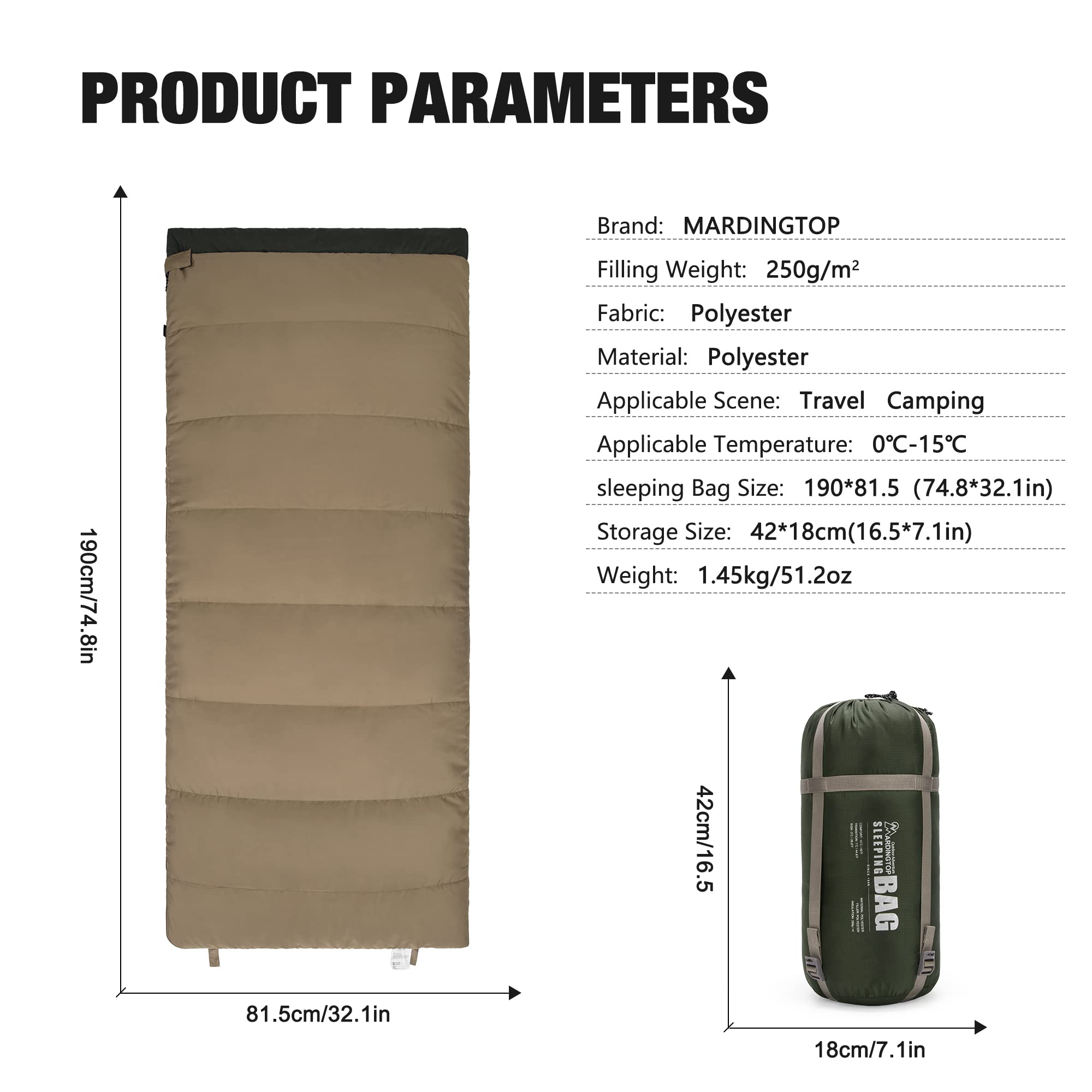 Mardingtop Saco de dormir para exteriores, ligero, cálido, para adultos y niños, verano e invierno, para camping, viajes