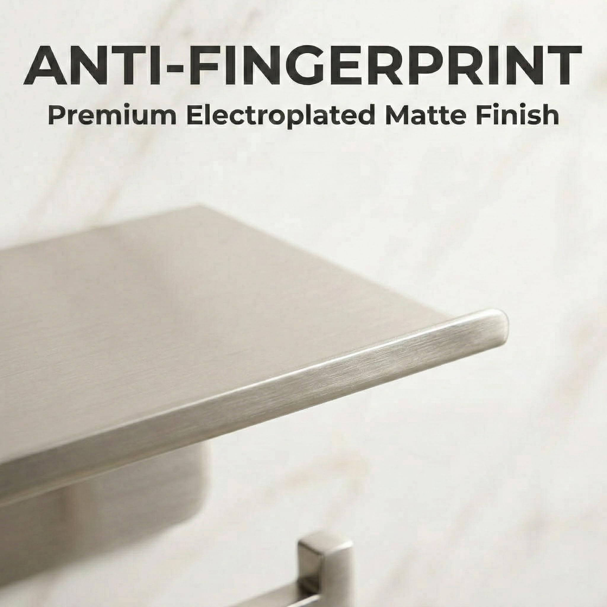 Toilet Paper Holder with Phone Shelf, Brushed Nickel — Amazon image 6