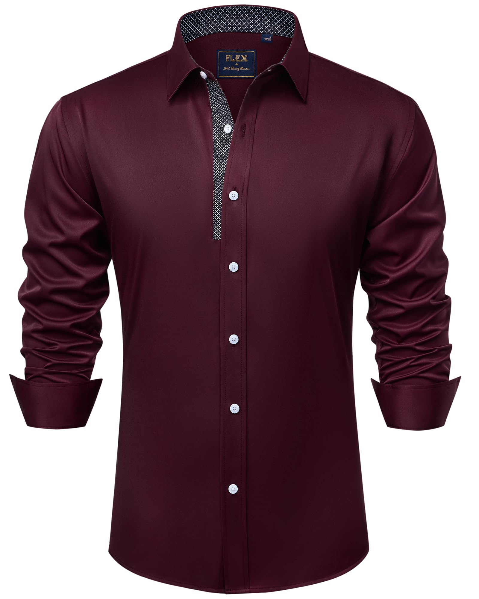 siliteelon Hemd Herren Langarm Regular Fit Kontrast Businesshemd Freizeit Stretch Anzughemd
