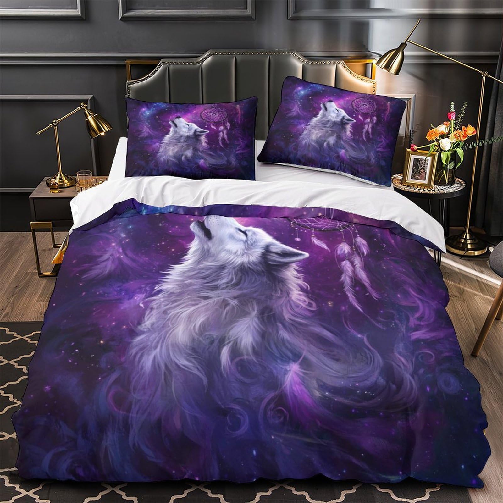 Parure de lit 260x220cm violette pour chambre de fille