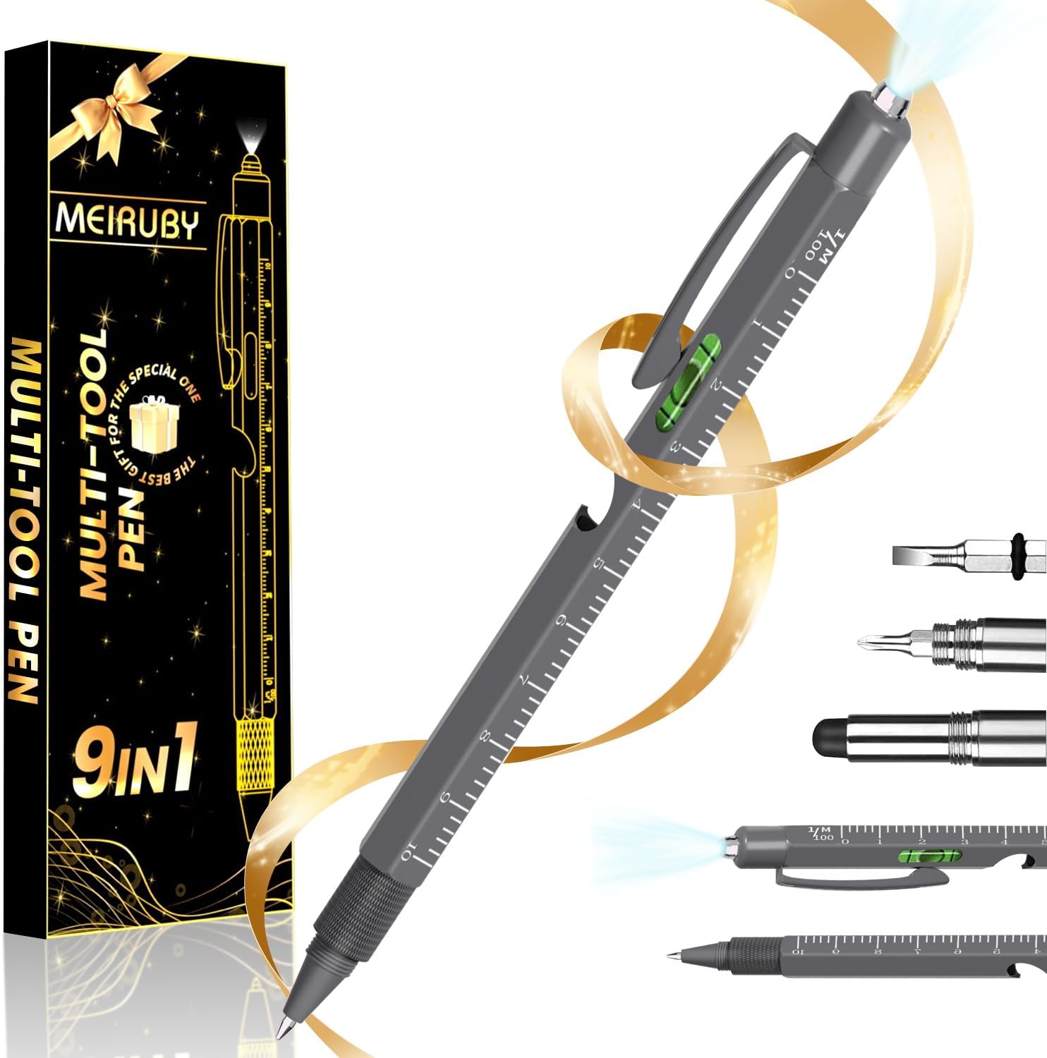 MEIRUBY Fathers Day Dad Gifts for Mens, from Daughter Son Wife, 9 in 1 Multitool Pen, Cool Gadgets for Men, Christmas Birthday Gift for Men Dad Who Want Nothing