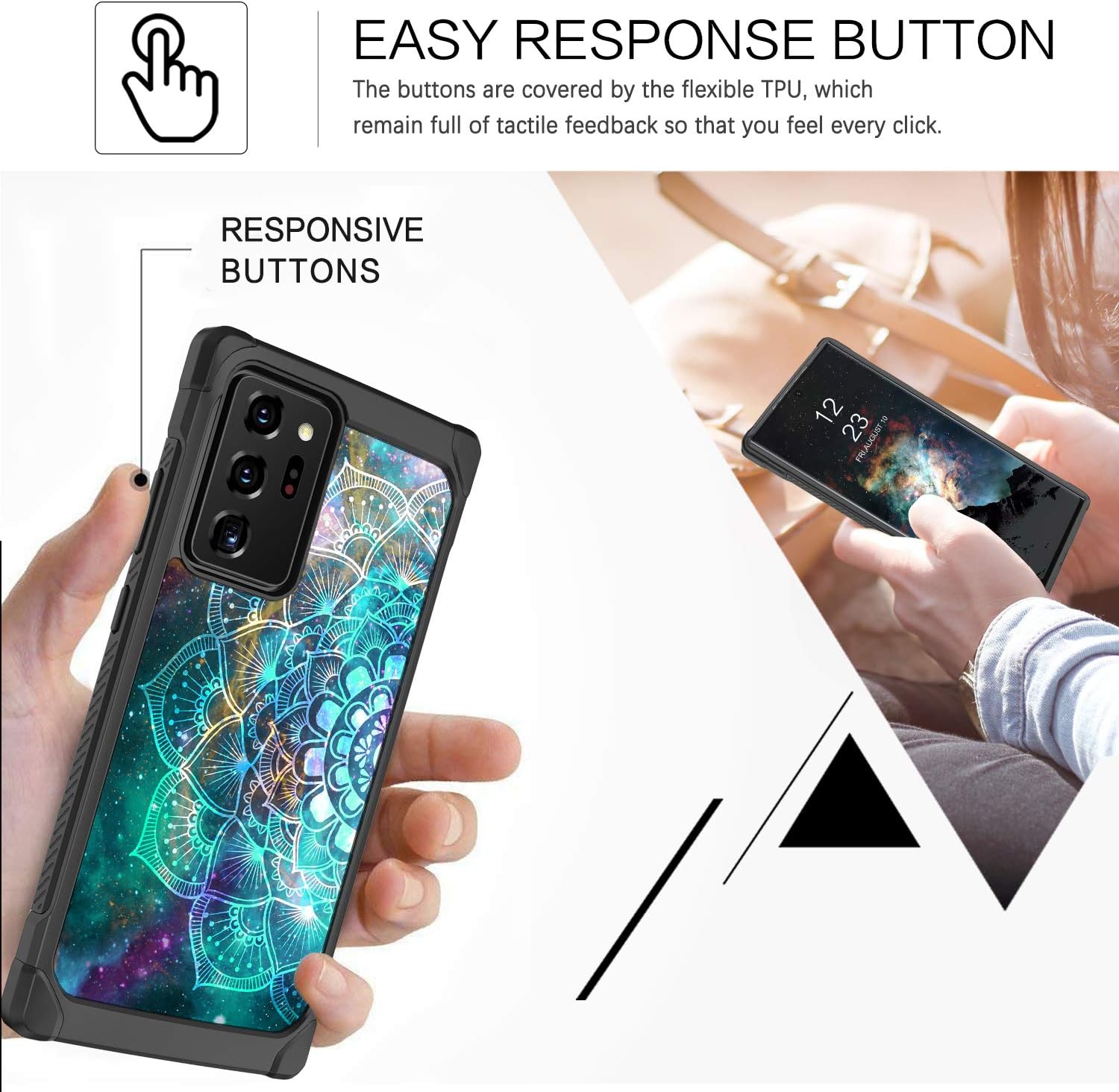 BENTOBEN Samsung Galaxy Note 20 Ultra Case, Glow in The Dark Luminous 2 in 1 Hybrid Hard PC Soft TPU Bumper Protective Cases Cover for Samsung Galaxy Note 20 Ultra 5G 6.9" (2020), Mandala in Galaxy