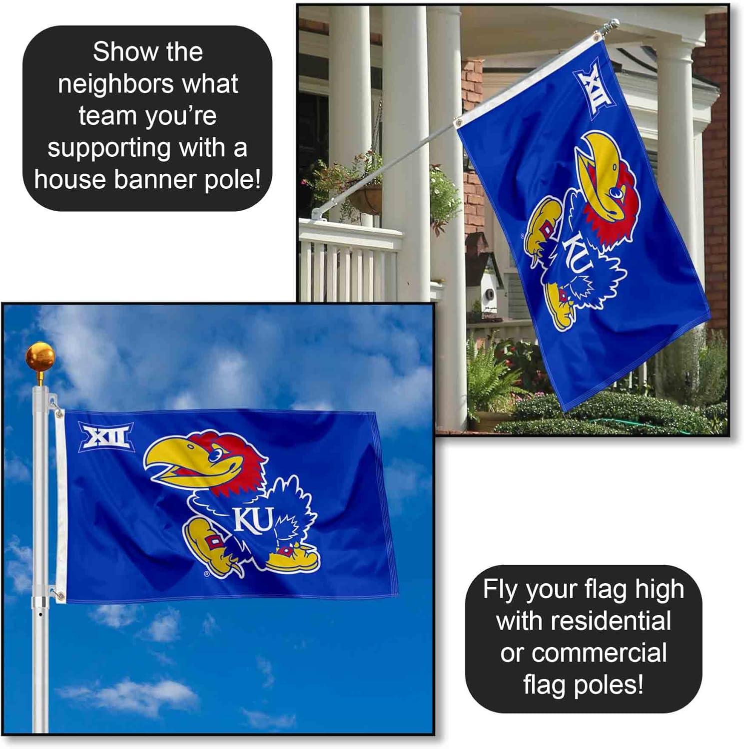 Jayhawks Big 12 3x5 Flag - Image 3