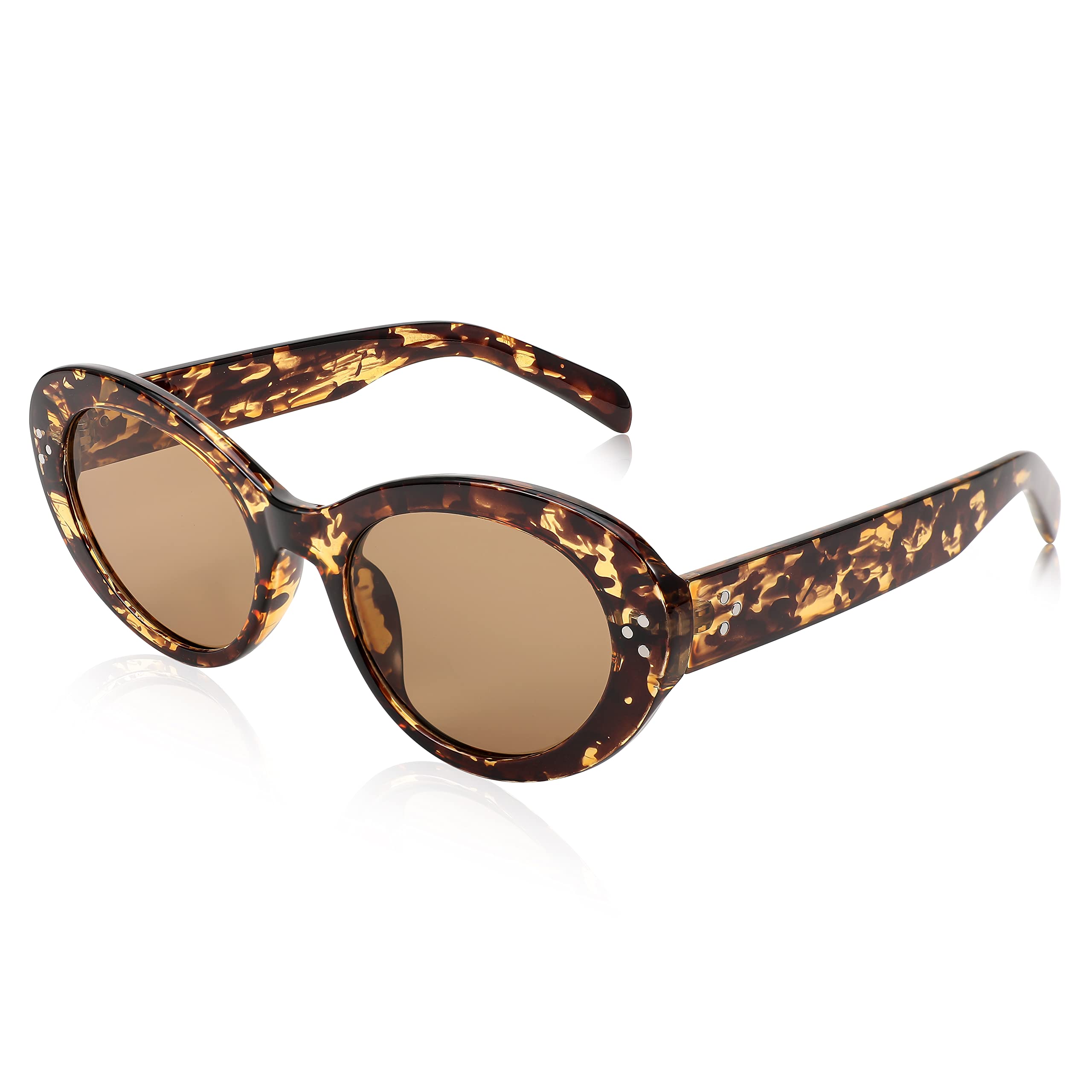 FEISEDYY2k Oval Sunglasses Womens Thick Bold Retro Clout Goggles Round Cateye Shades B2313