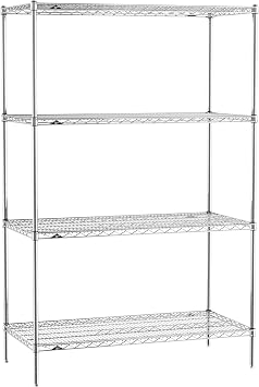 METRO Super Erecta 48" W x 24" D x 74" H Chrome Wire Shelving Unit, 4 Tier, 2000 lbs. Capacity, NSF Listed Commercial Steel Rack for Pantry, Closet, Garage and Dry Storage