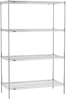 METRO Super Erecta 48" W x 24" D x 74" H Chrome Wire Shelving Unit, 4 Tier, 2000 lbs. Capacity, NSF Listed Commercial Steel Rack for Pantry, Closet, Garage and Dry Storage