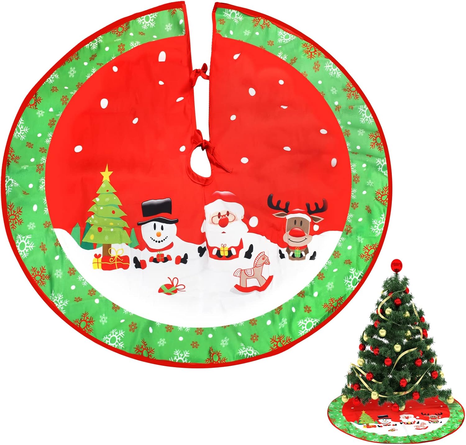 HONMOK Red Christmas Tree Skirt 90cm/35inch Christmas Tree Mat Base